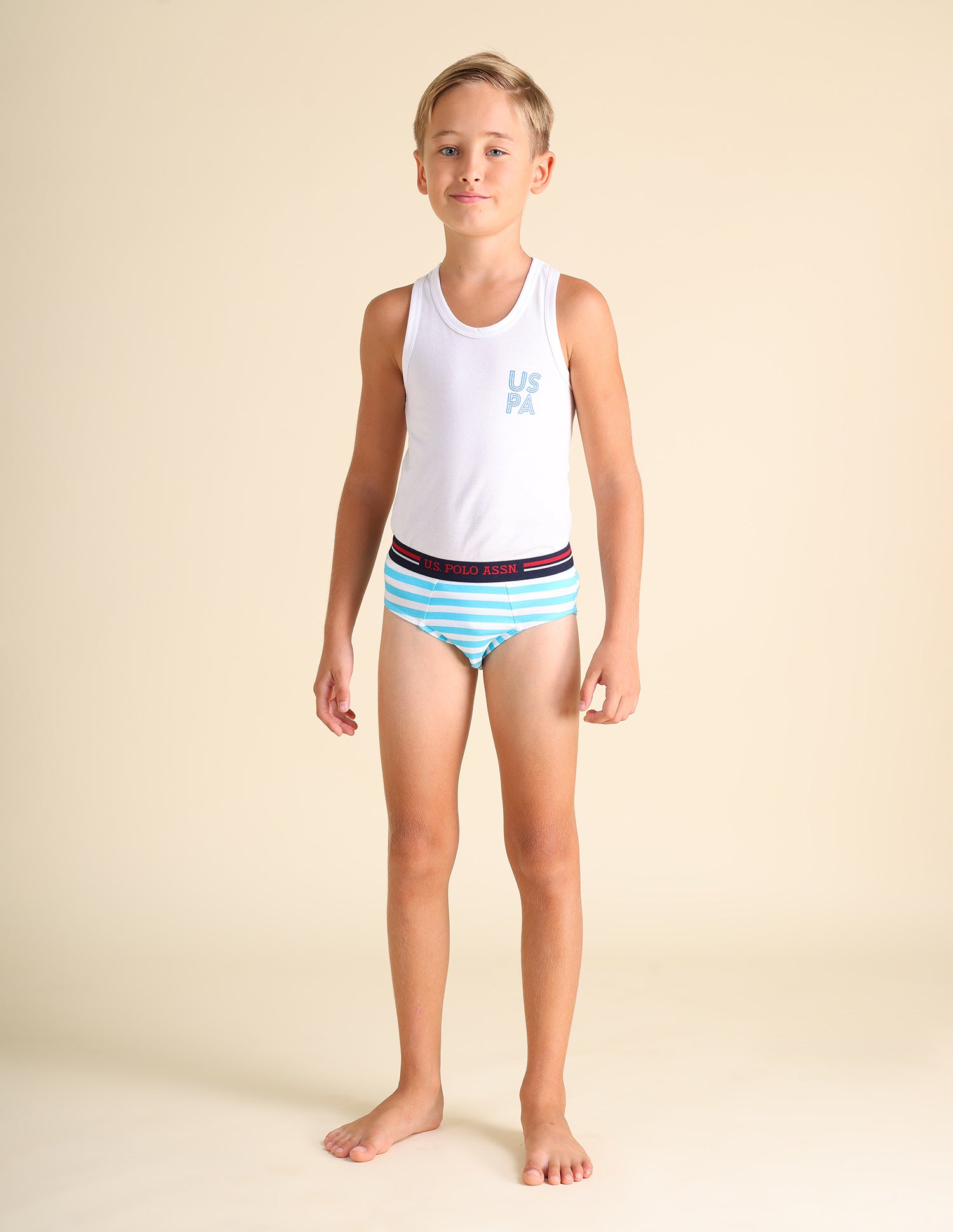 Mid Rise Cotton Spandex EKB03 Briefs - Pack Of 3 White, Green and Navy - U.S. POLO ASSN. | Large