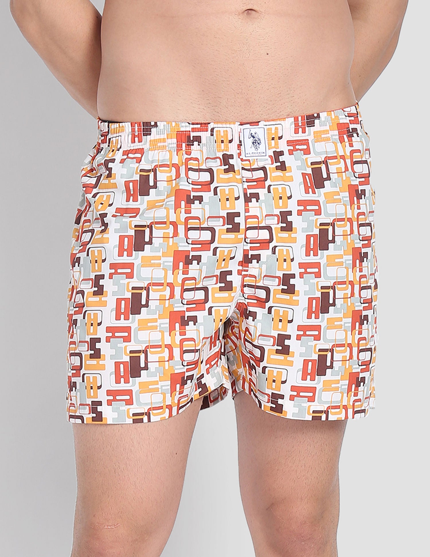 Back Pocket All Over Print IYAC Boxers - Pack Of 1 White and Rust - U.S. POLO ASSN. | Large