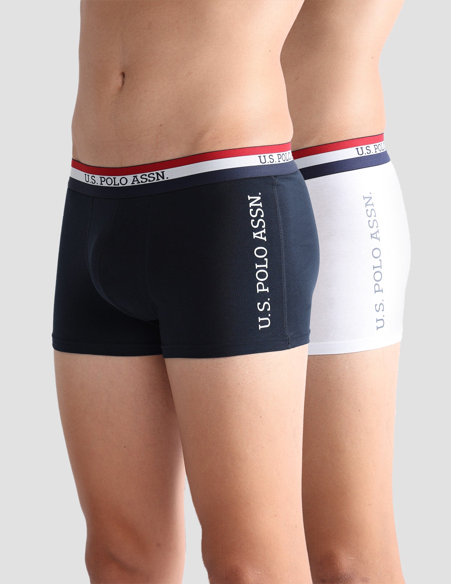 Solid Antibacterial ET002 Trunks - Pack Of 2 White and Navy - U.S. POLO ASSN. | Large