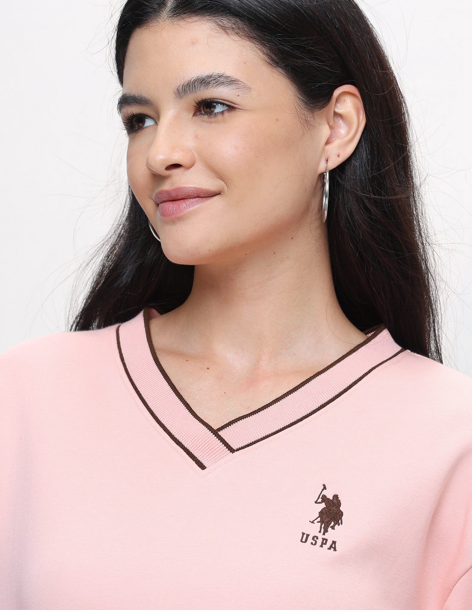 Solid Regular Fit Sweatshirt Light Pink - U.S. Polo Assn. India | Large