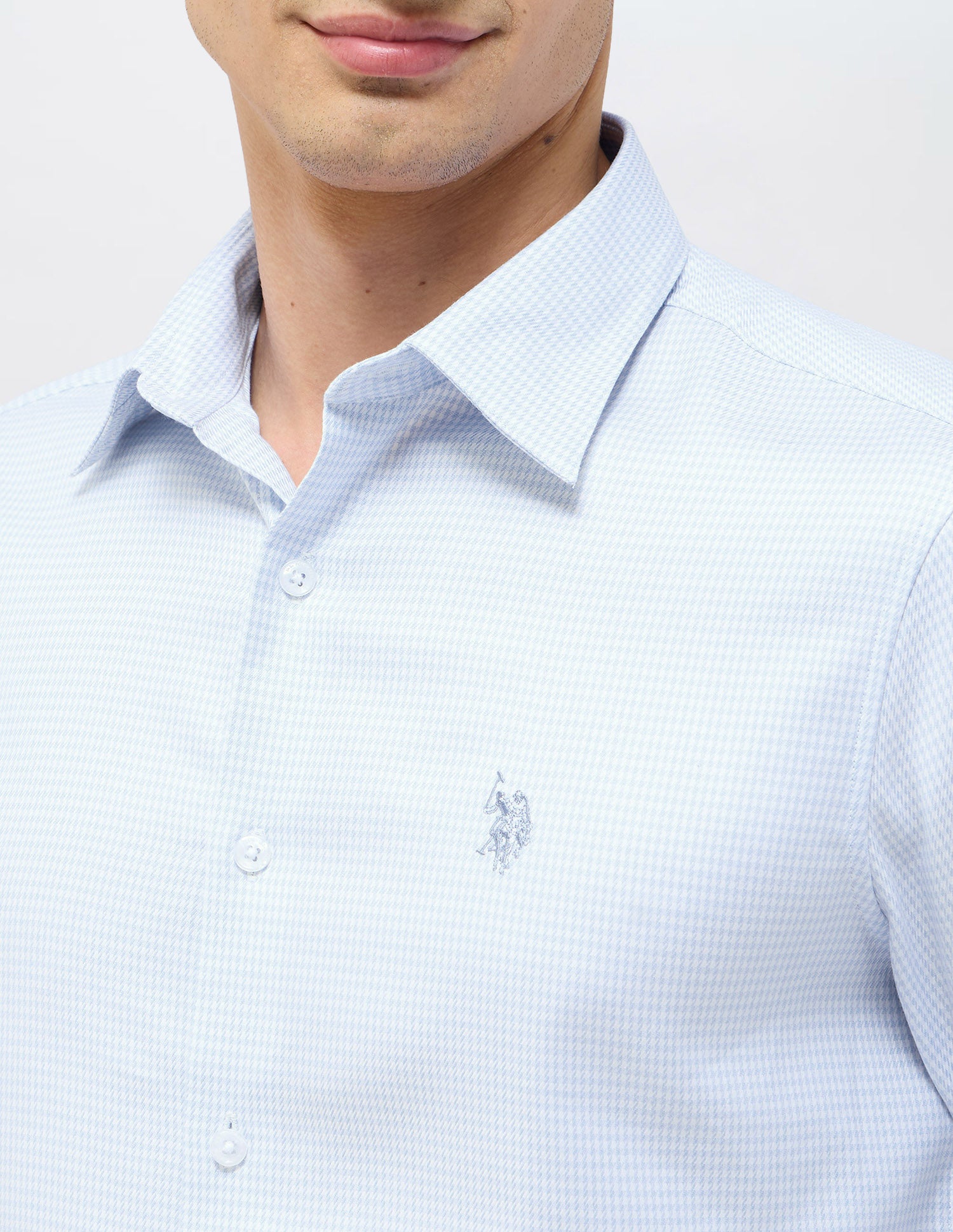 Textured Tailored Fit Shirt Blue - U.S. POLO ASSN. | Large