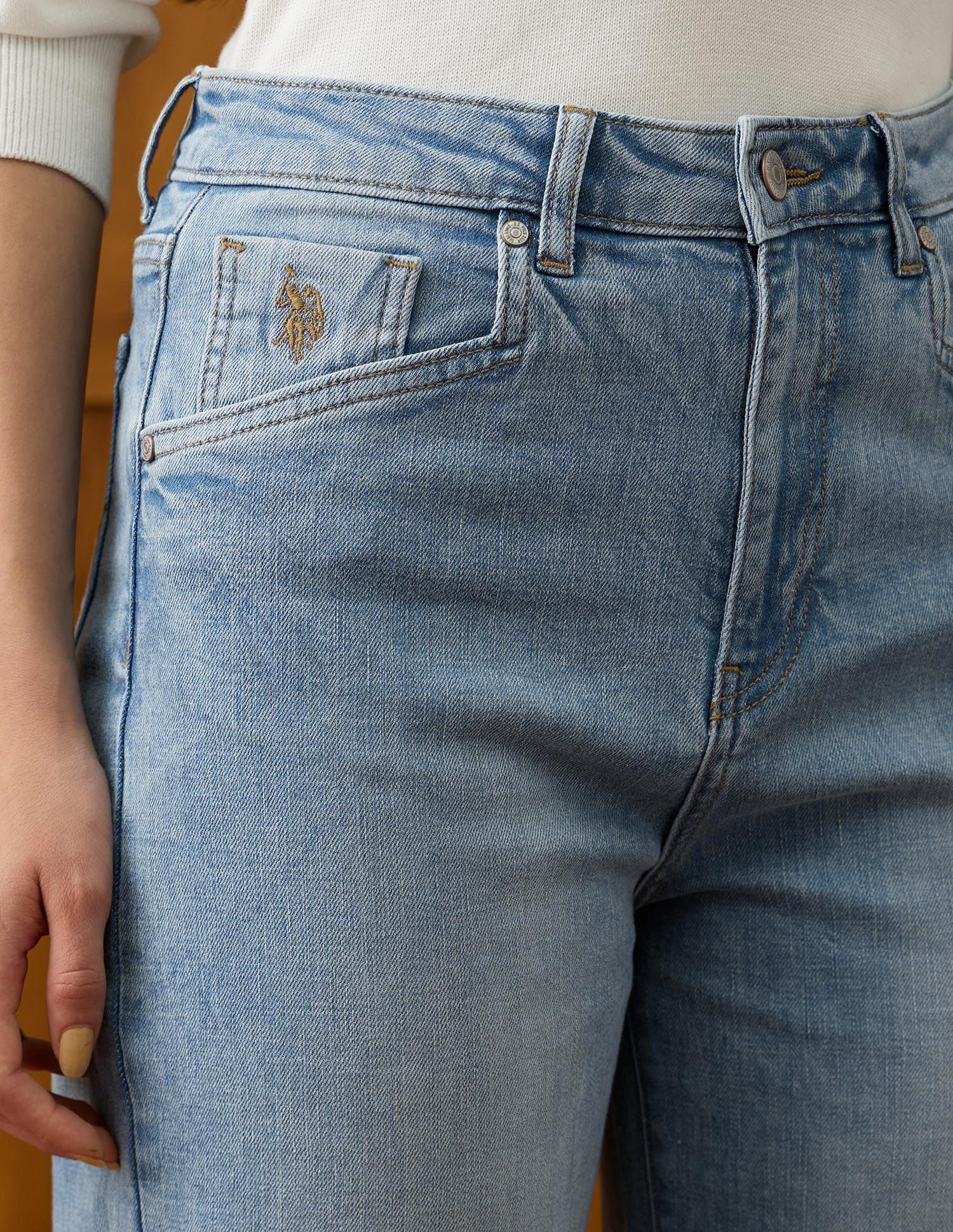 High Rise Wide Leg Fit Jeans Blue - U.S. POLO ASSN. | Large