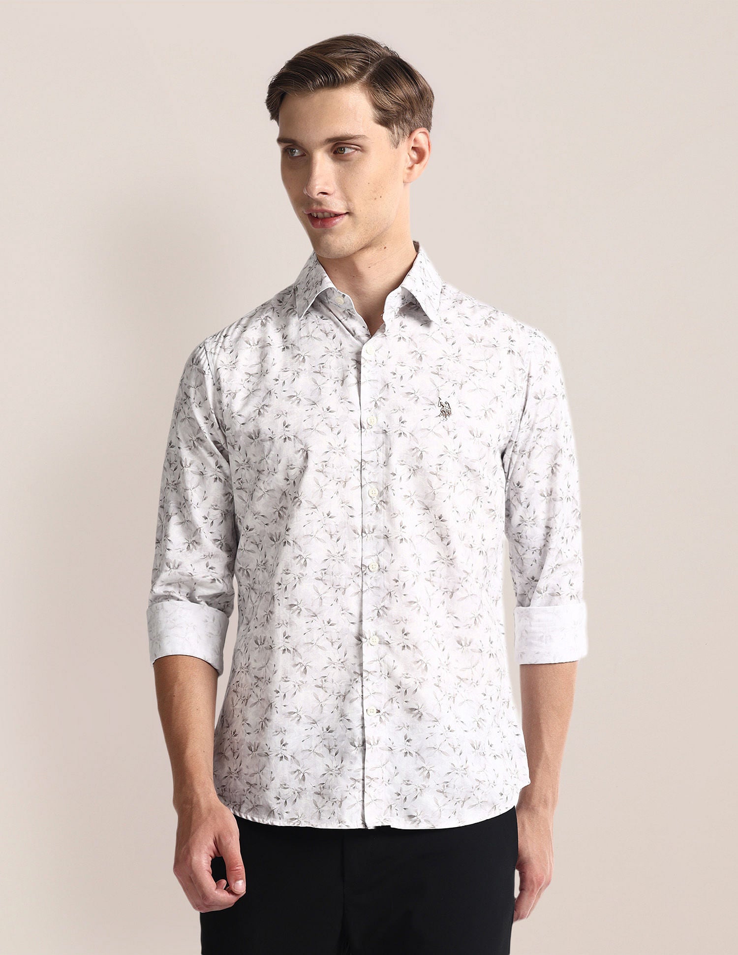 Floral Print Cotton Modal Shirt White - U.S. Polo Assn. India | Large