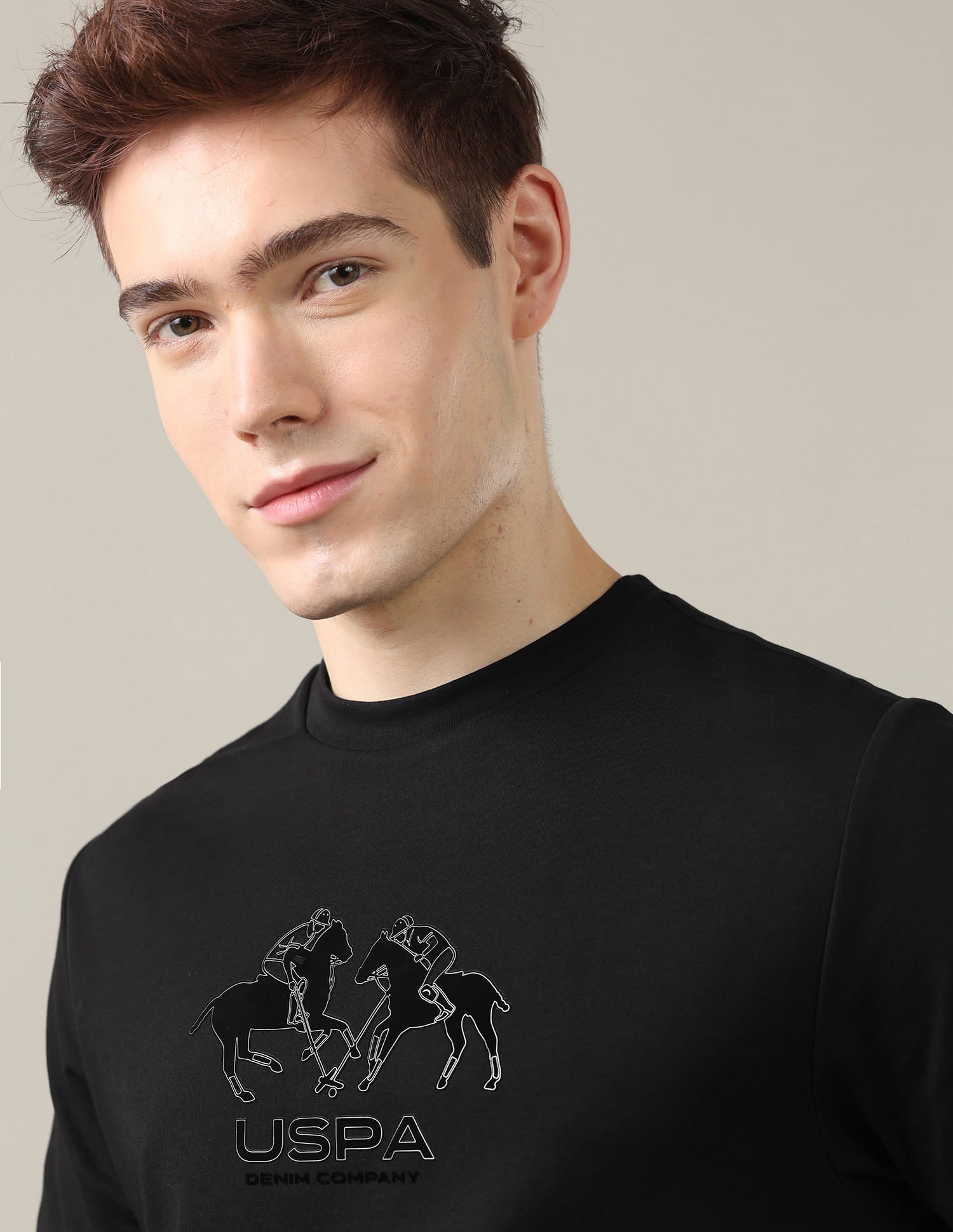 Brand Embossed Slim Fit T-Shirt Black - U.S. Polo Assn. India | Large
