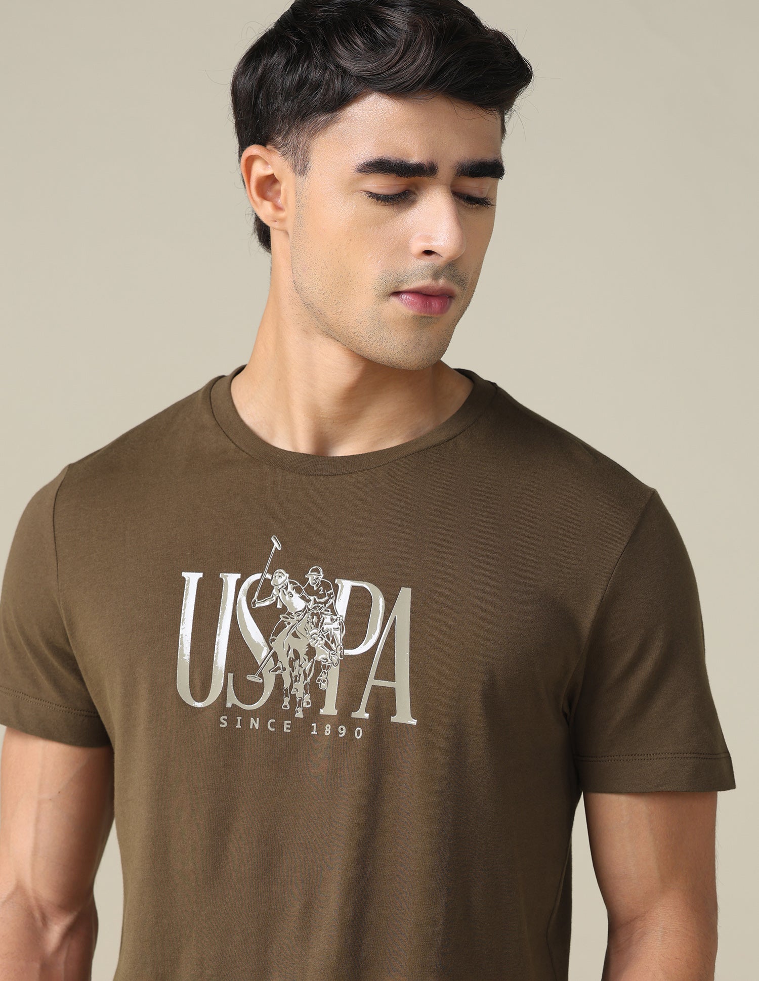 Brand Printed Regular Fit T-shirt Brown - U.S. POLO ASSN. | Large