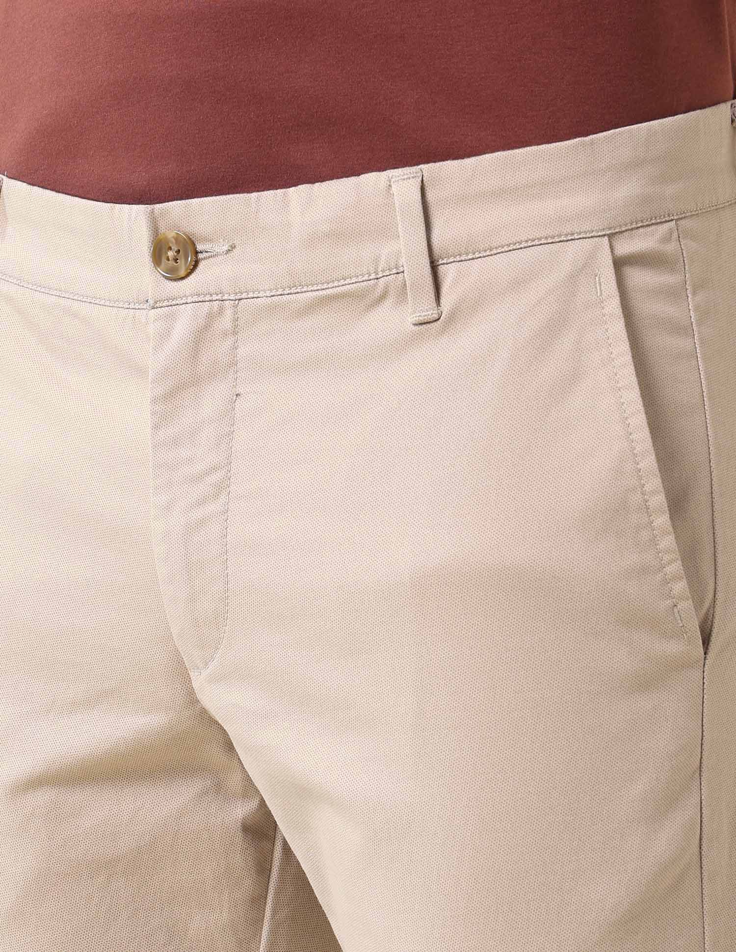 Denver Slim Fit Satin Print Trousers Beige - U.S. Polo Assn. India | Large