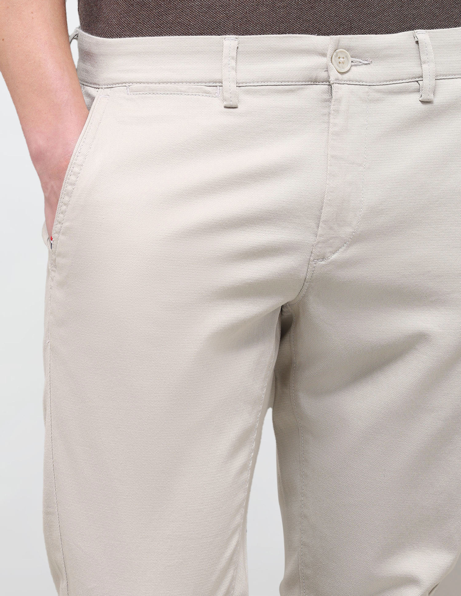 Solid Austin Slim Fit Trouser Beige - U.S. Polo Assn. India | Large