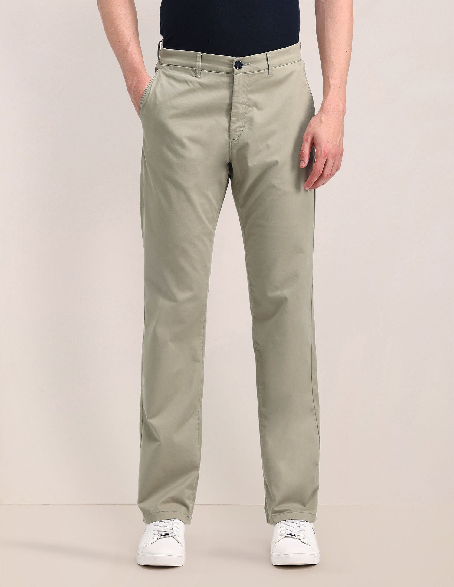 Mid Rise Straight Fit Trousers Beige - U.S. POLO ASSN. | Large