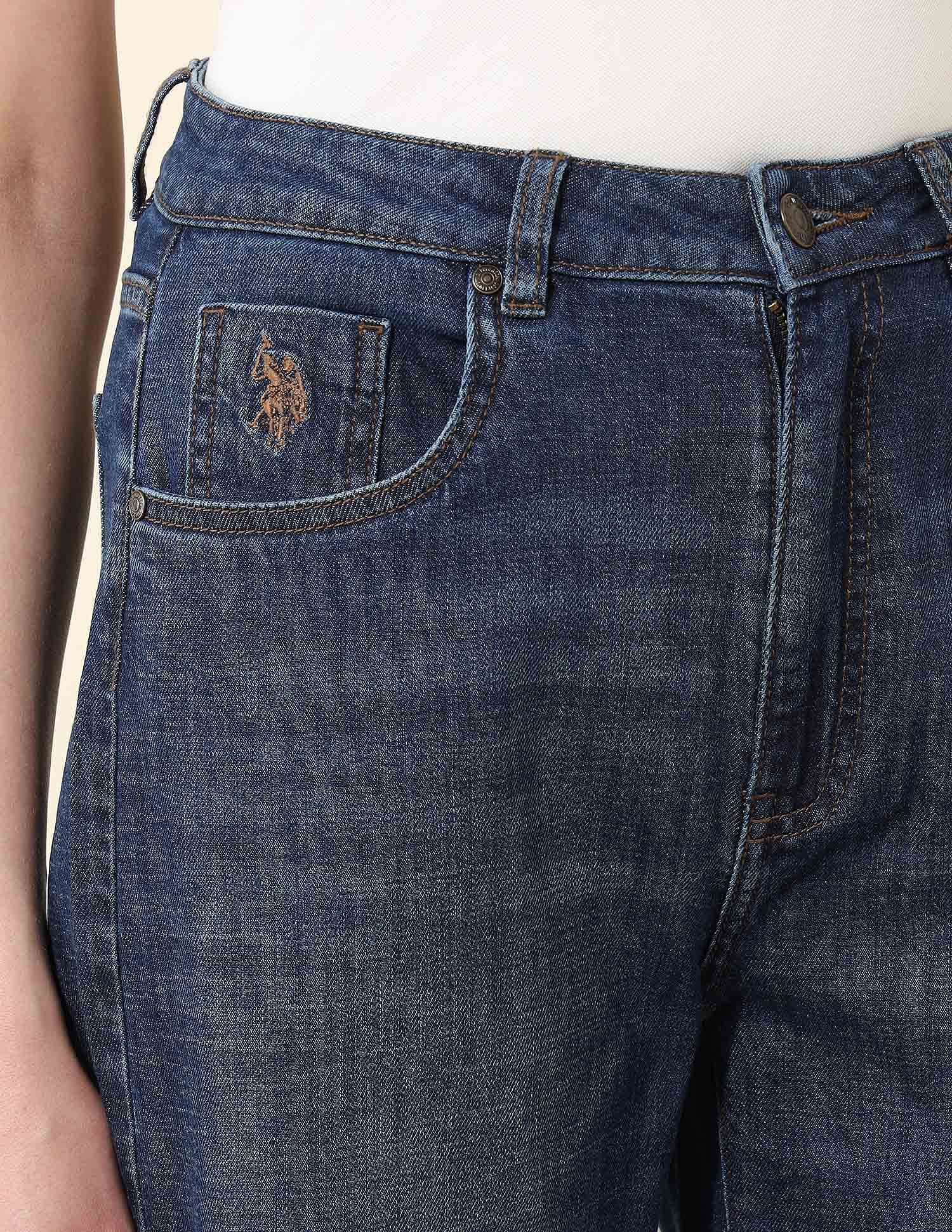 High Rise Wide Leg Fit Jeans Blue - U.S. POLO ASSN. | Large