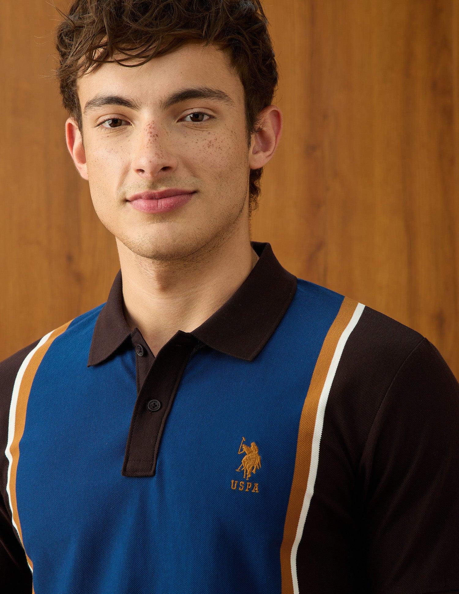 Colourblocked Slim Fit Polo Shirt Brown - U.S. Polo Assn. India | Large