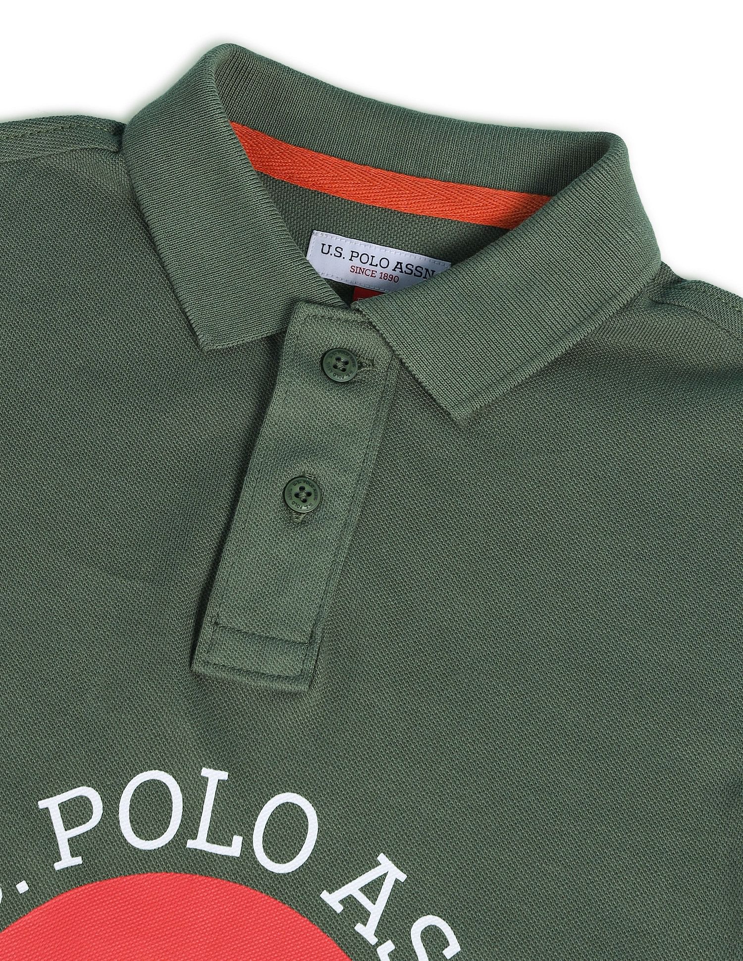 Boys Brand Printed Polo Shirt Olive - U.S. POLO ASSN. | Large