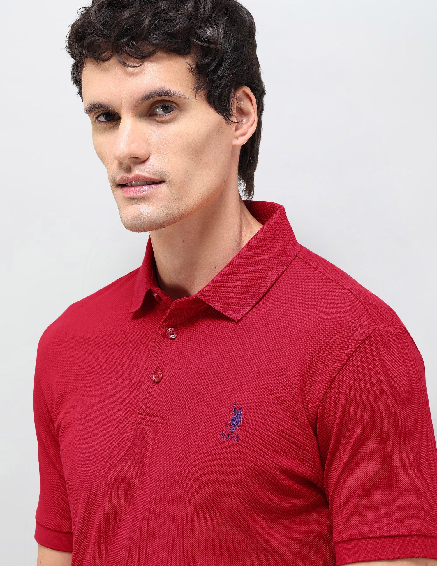 Solid Slim Fit Polo Shirt Red - U.S. Polo Assn. India | Large