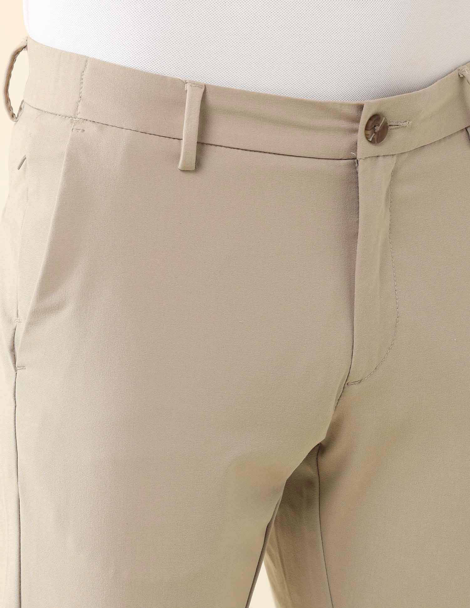 Austin Slim Fit Solid Trousers Beige - U.S. Polo Assn. India | Large