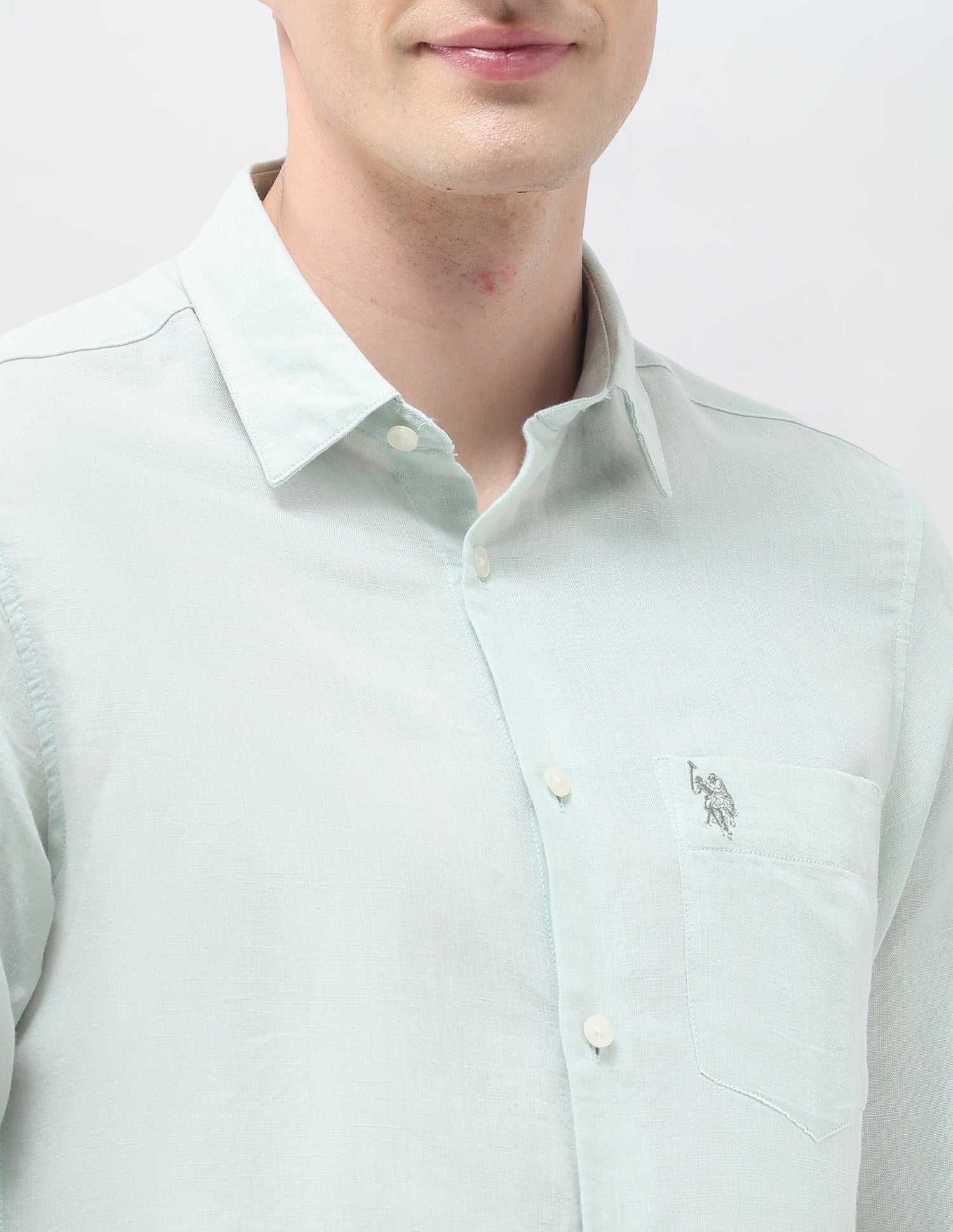 Solid Tailored Fit Shirt Light Green - U.S. Polo Assn. India | Large