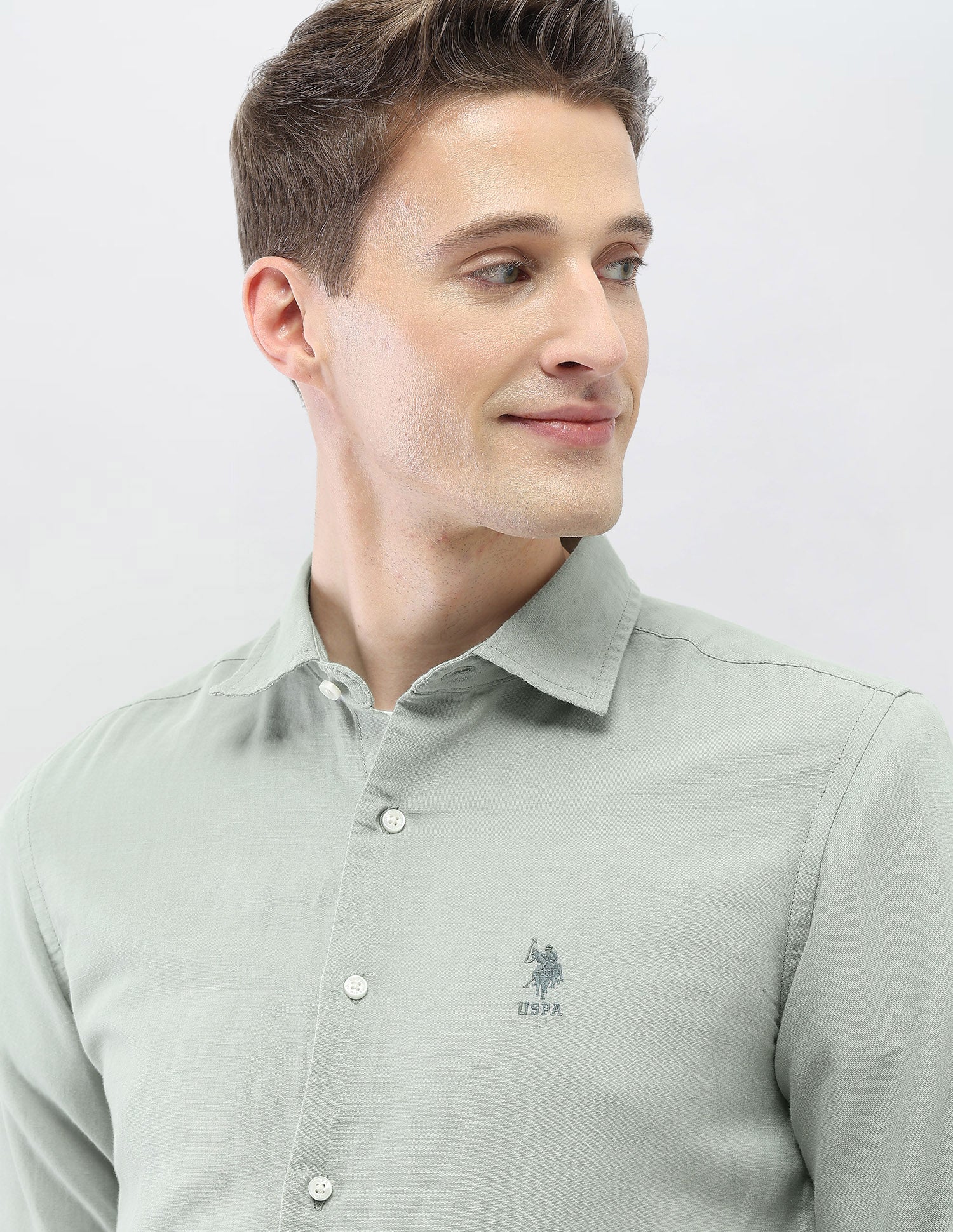 Motel On The Coast Regular Fit Shirt Light Green - U.S. Polo Assn. India | Large