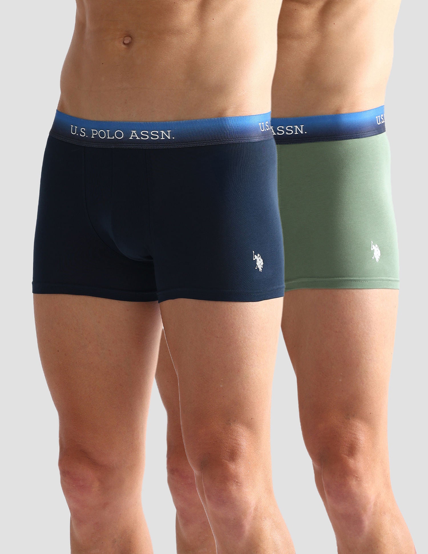Ombre Waistband Solid OET05 Trunks - Pack Of 2 Green and Navy - U.S. POLO ASSN. | Large