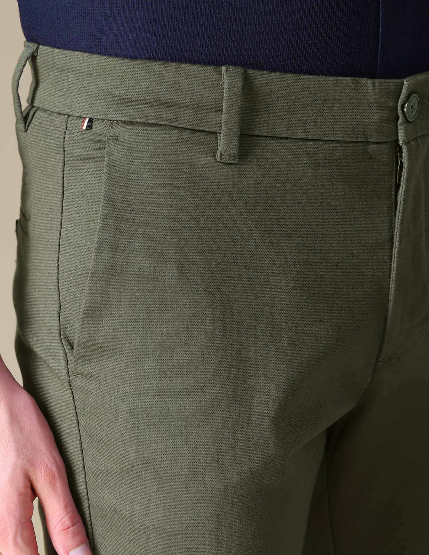 Denver Slim Fit Textured Trousers Olive - U.S. POLO ASSN. | Large