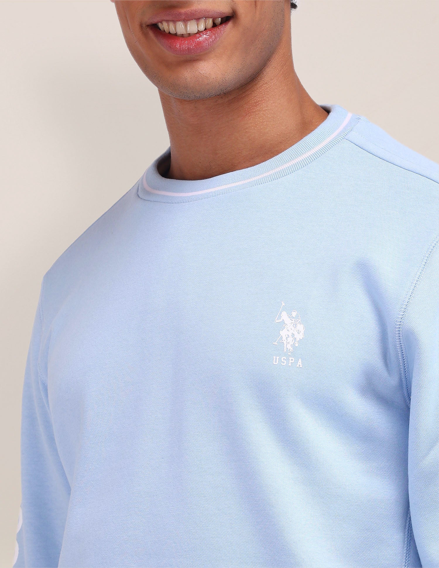 Brand Embroidered Regular Fit Sweatshirt Light Blue - U.S. Polo Assn. India | Large