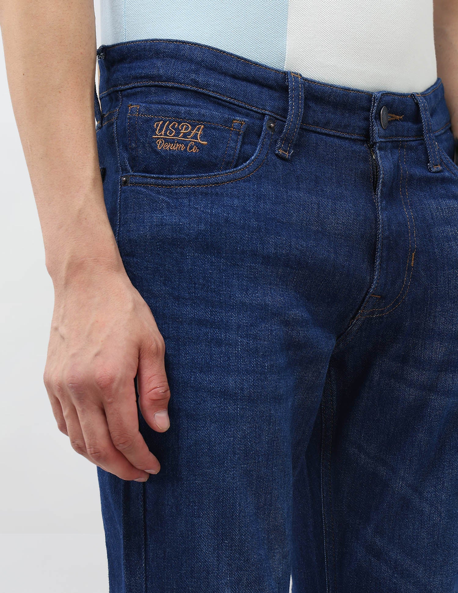 Brandon Slim Tapered Fit Whiskered Jeans Indigo - U.S. POLO ASSN. | Large