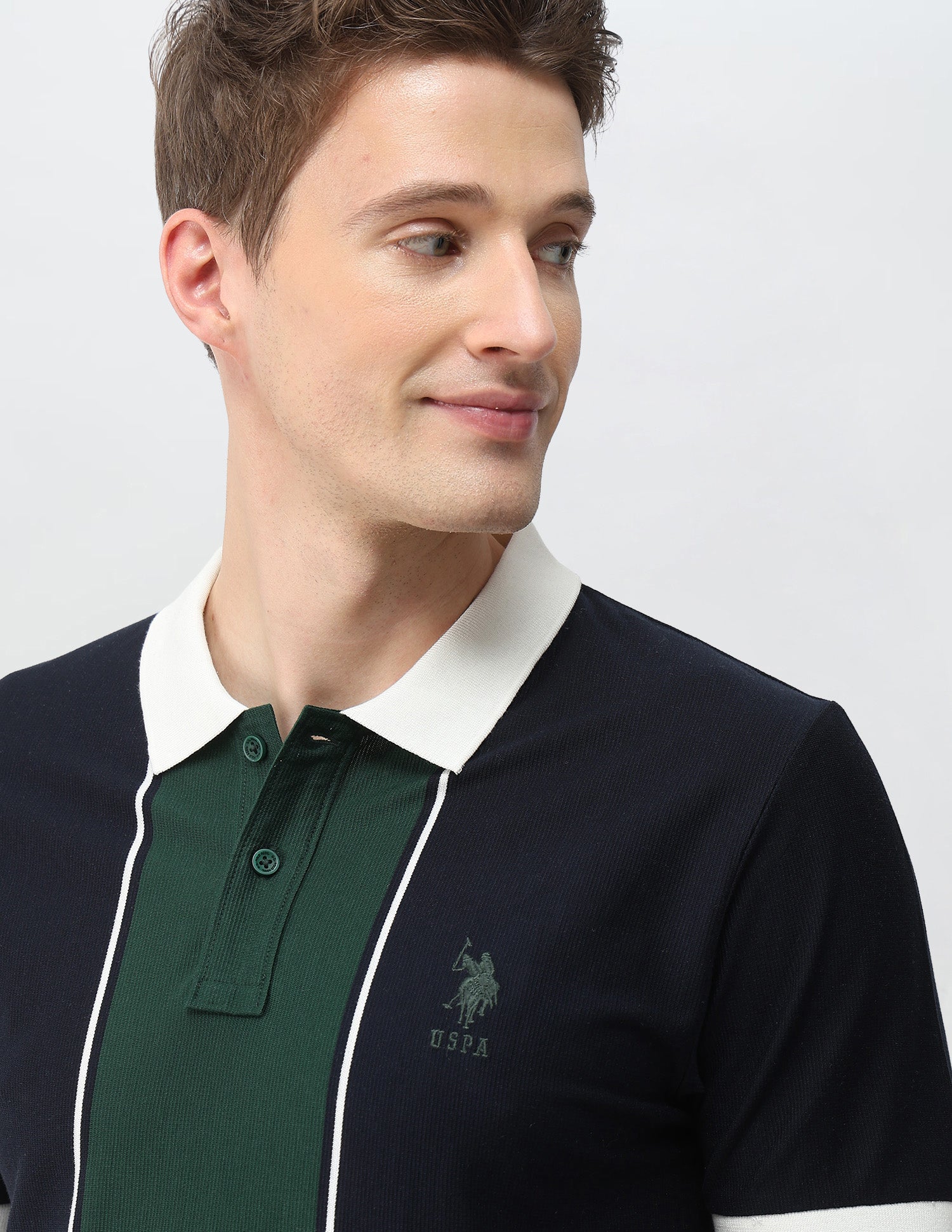 Colourblocked Slim Fit Polo Shirt Green - U.S. Polo Assn. India | Large