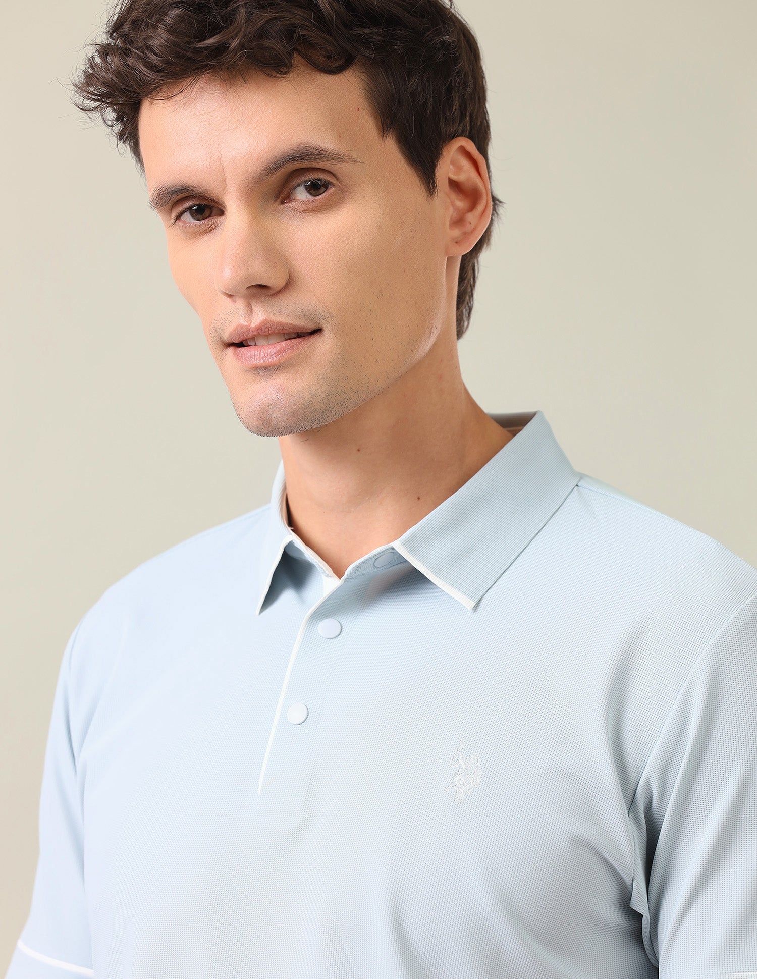 Solid Slim Fit Polo Shirt Light Blue - U.S. Polo Assn. India | Large