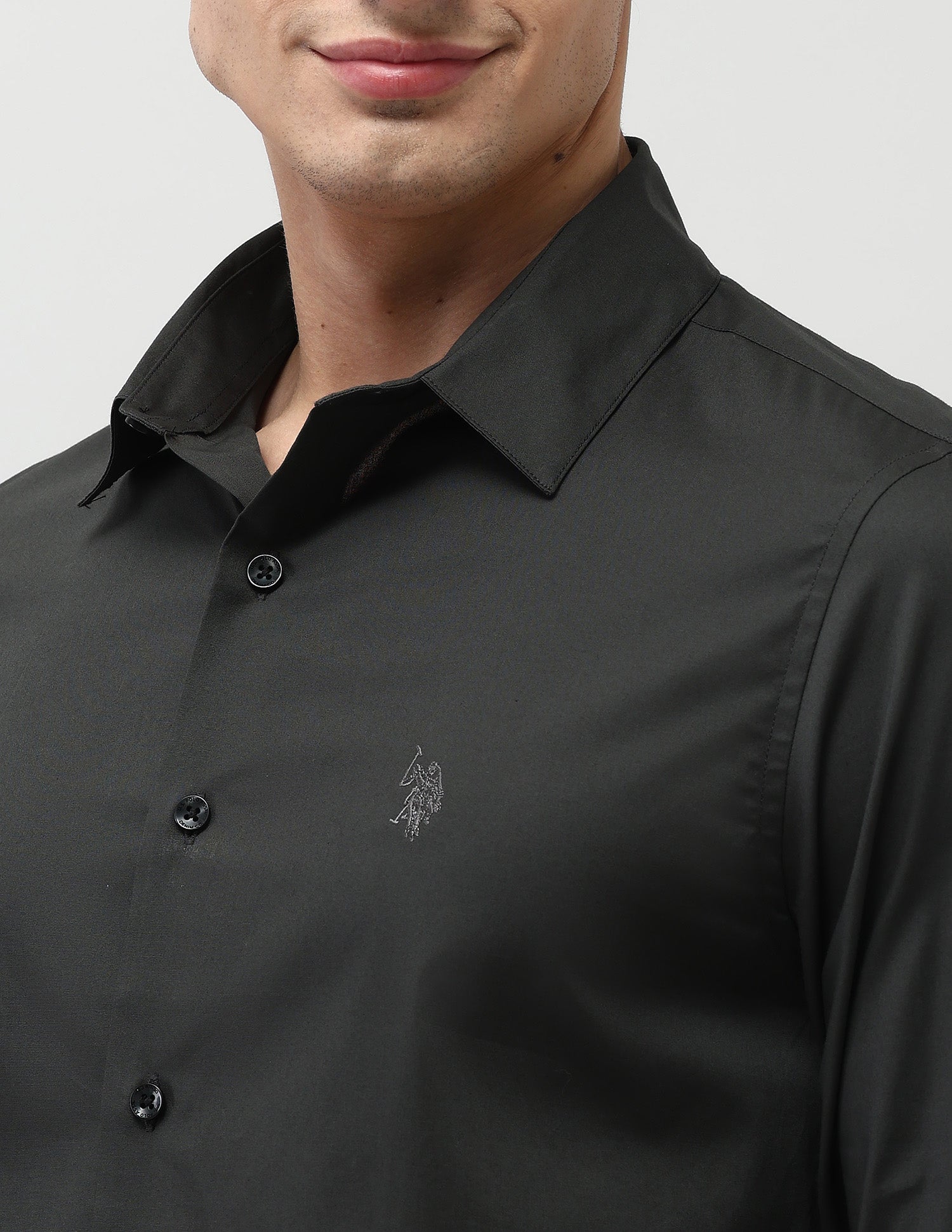 Solid Regular Fit Shirt Dark Grey - U.S. Polo Assn. India | Large