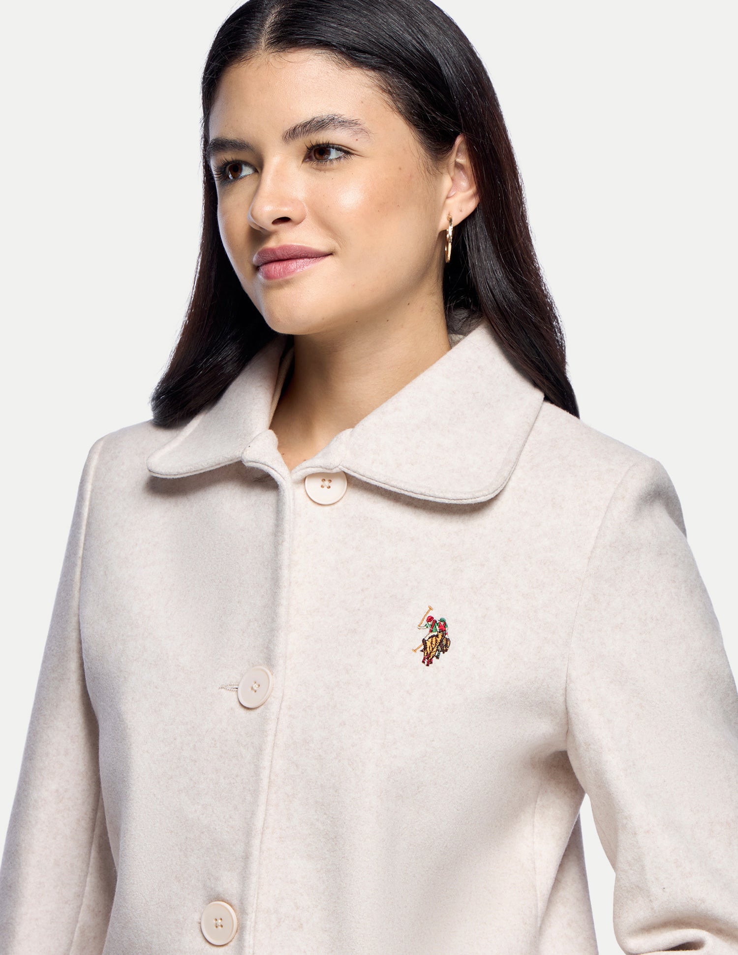 Longline Relaxed Fit Coat Jacket Beige - U.S. Polo Assn. India | Large