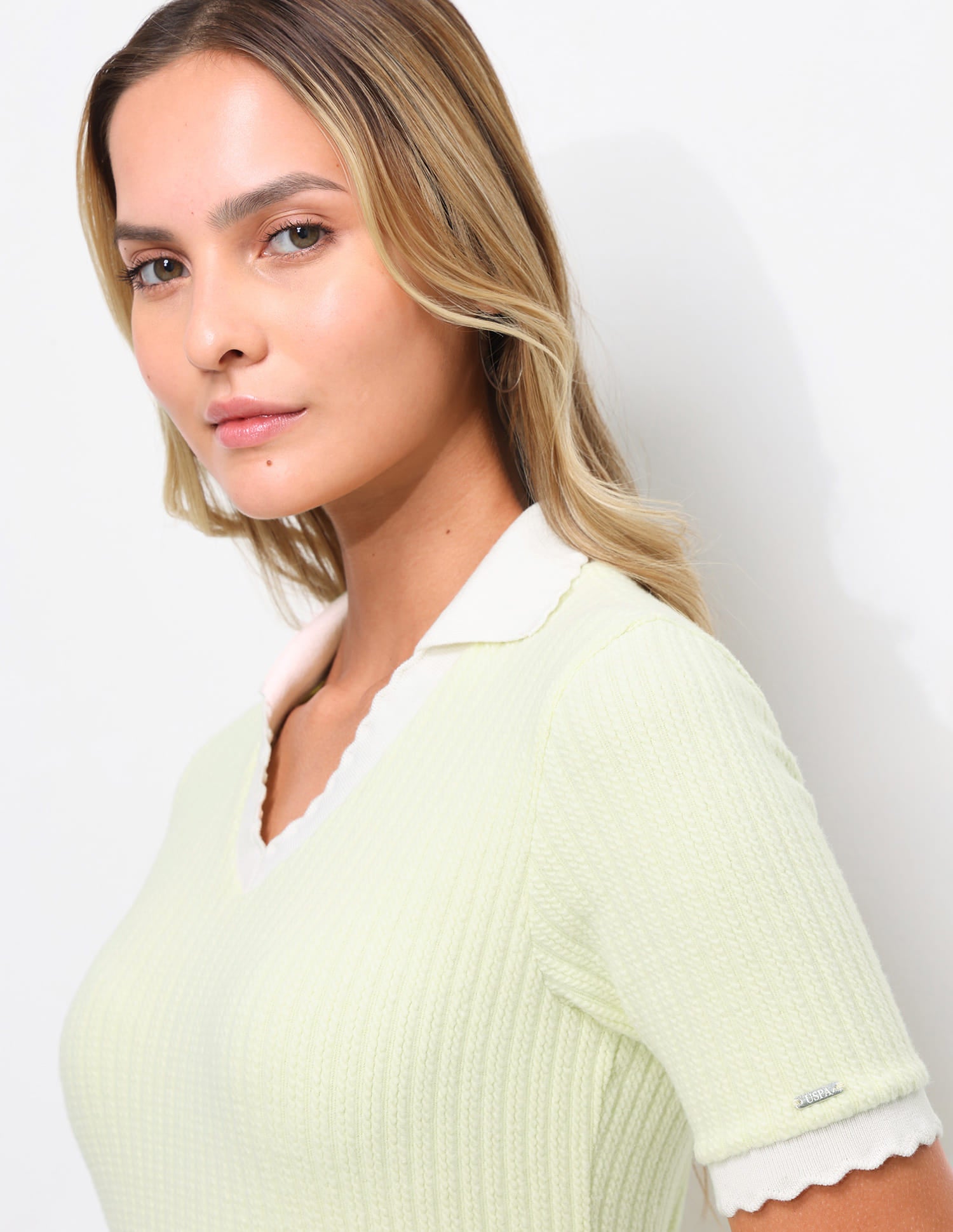 Textured Scalloped Collar Dress Green - U.S. Polo Assn. India | Large