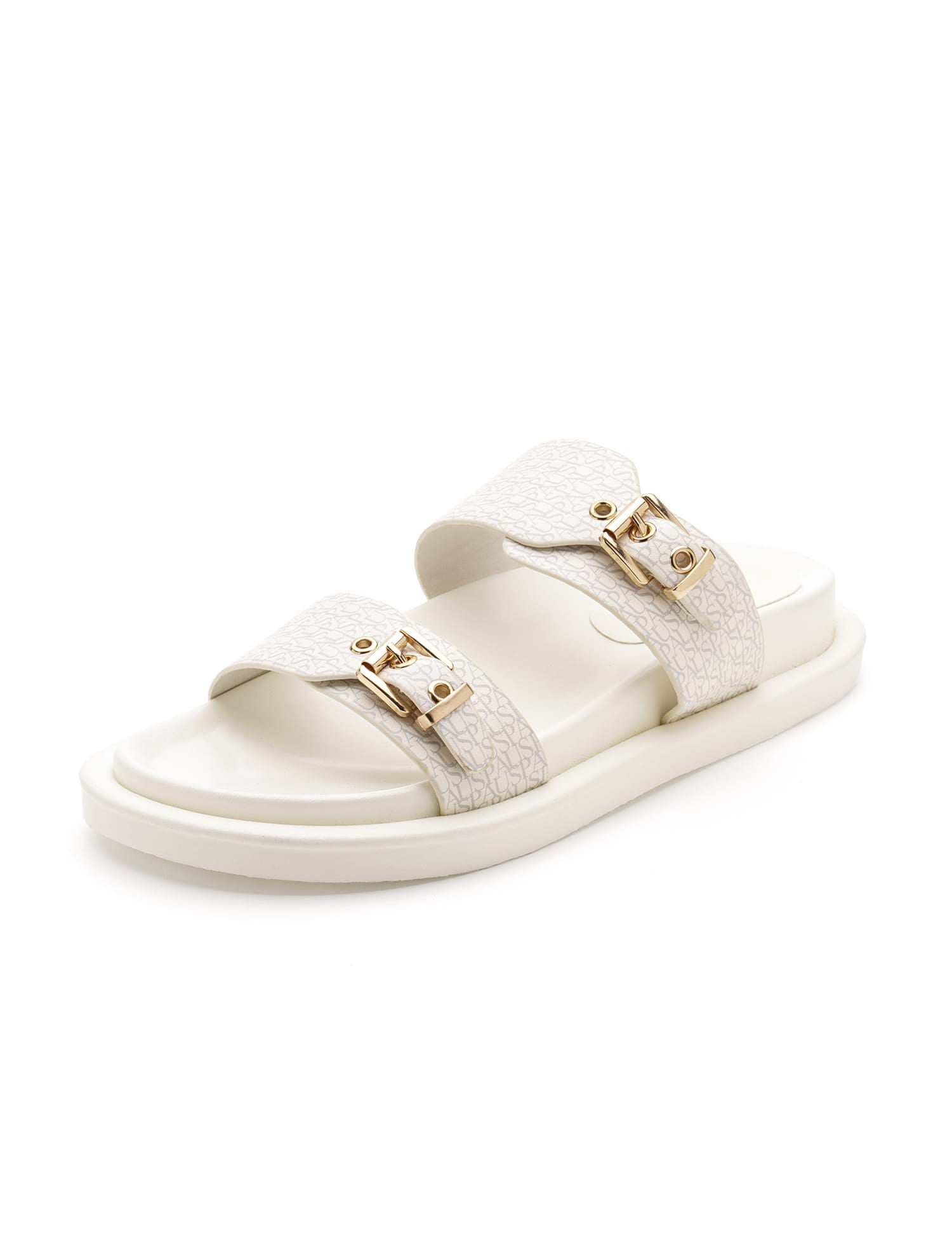 Maria Off White Monogram Print Footbed Flats White - U.S. Polo Assn. India | Large