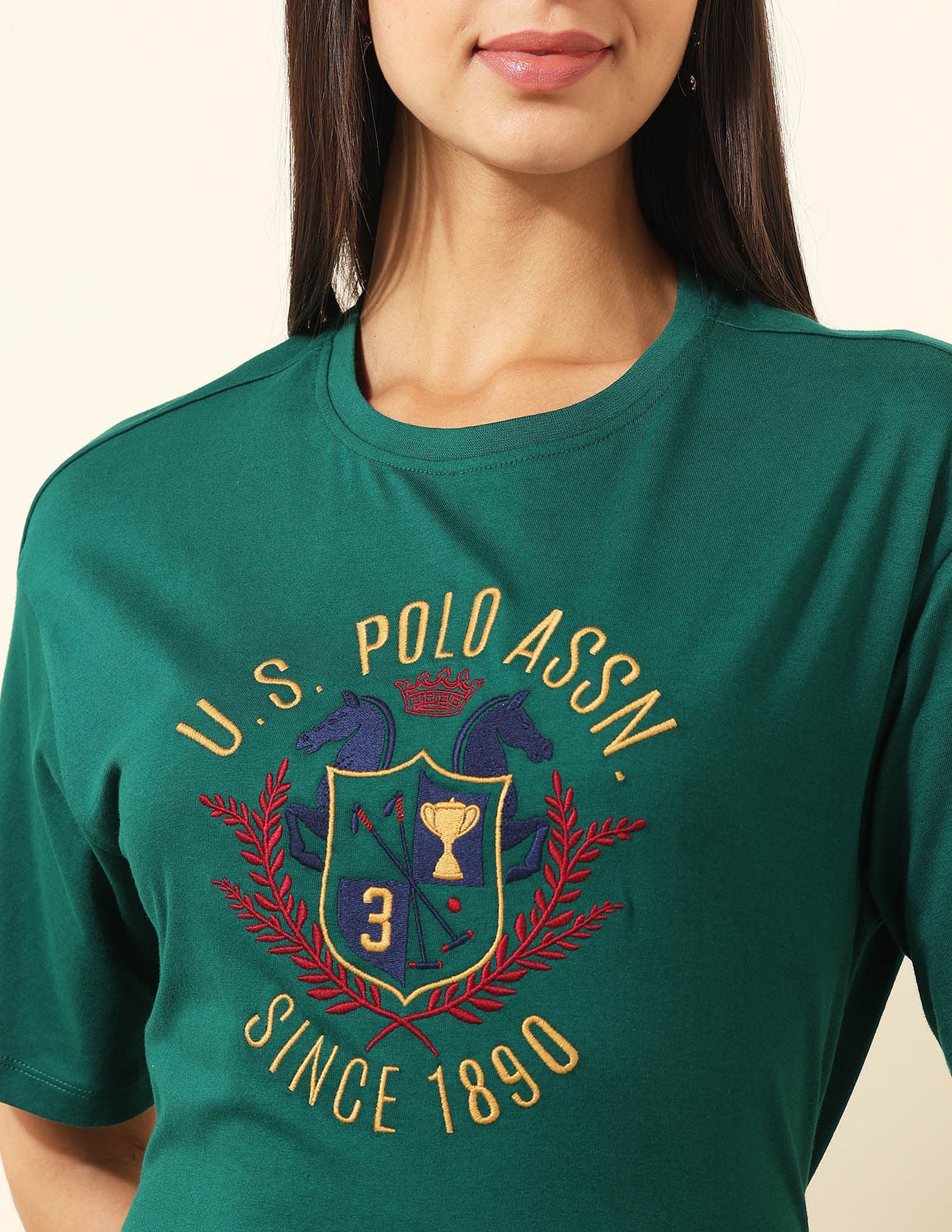 Boyfriend Fit Brand Printed T-Shirt Dark Green - U.S. POLO ASSN. | Large