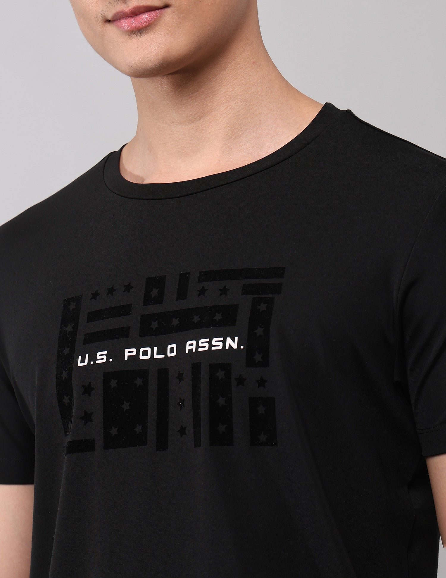 Brand Printed Muscle Fit T-Shirt Black - U.S. Polo Assn. India | Large