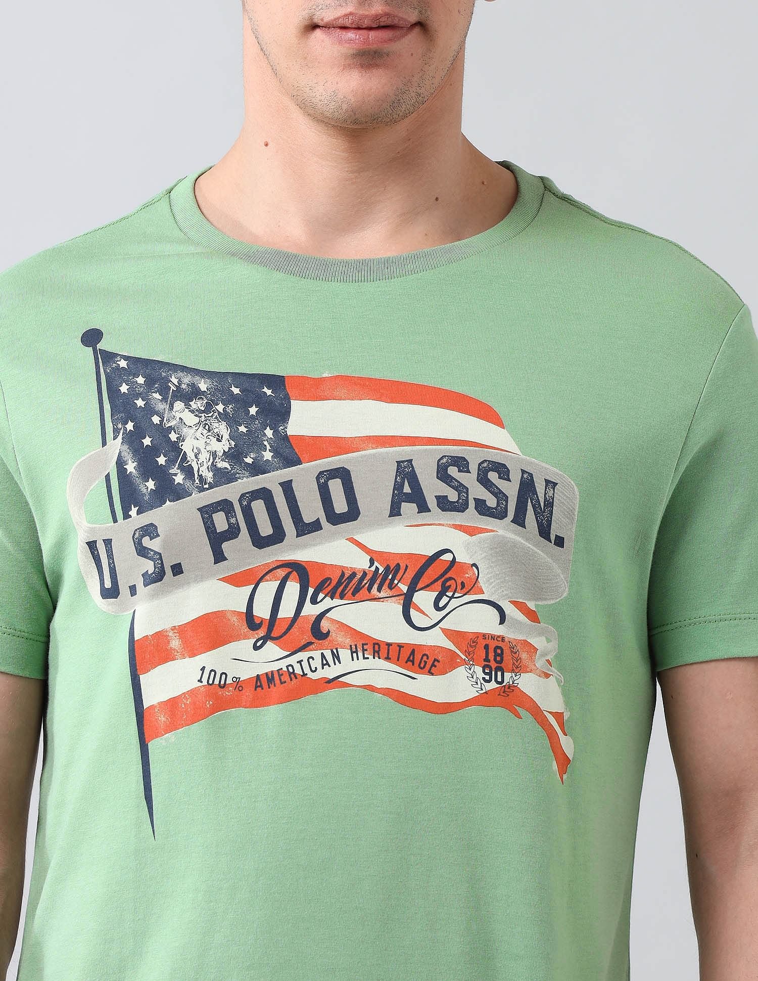 Muscle Fit Brand Printed T-Shirt Green - U.S. POLO ASSN. | Large