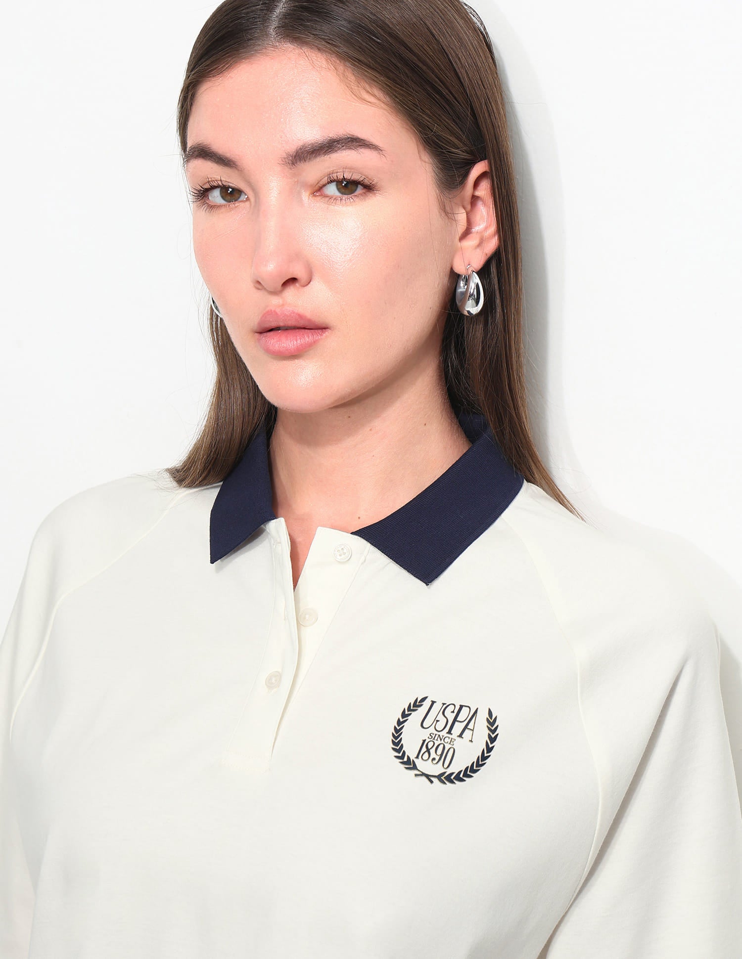 Oversized Solid Polo Shirt White - U.S. Polo Assn. India | Large
