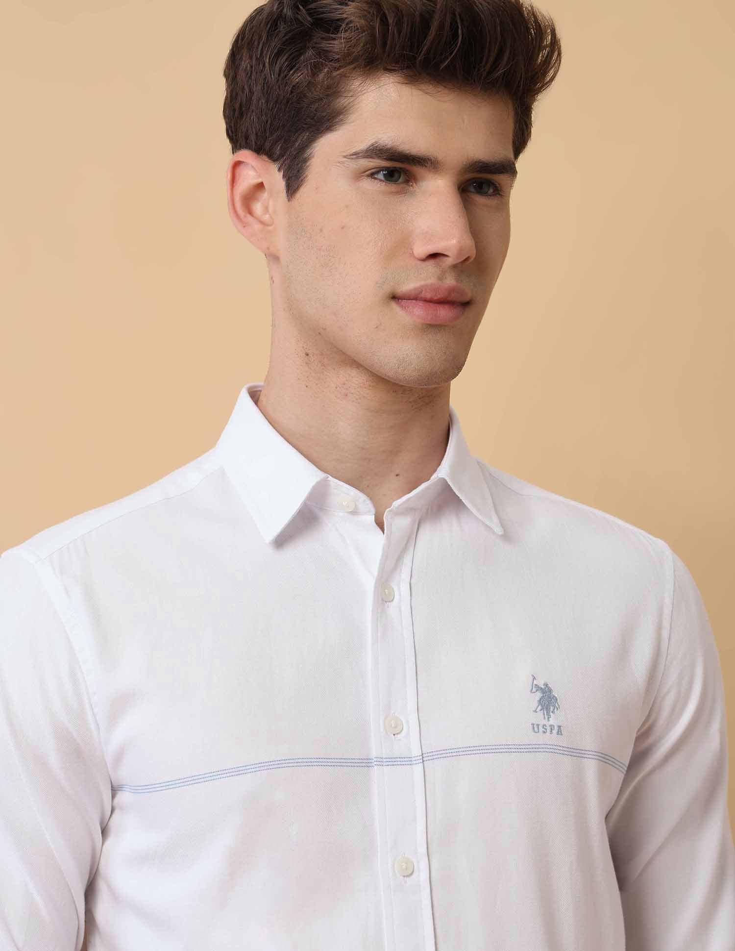 Pacho X Twill Regular Fit Shirt White - U.S. Polo Assn. India | Large