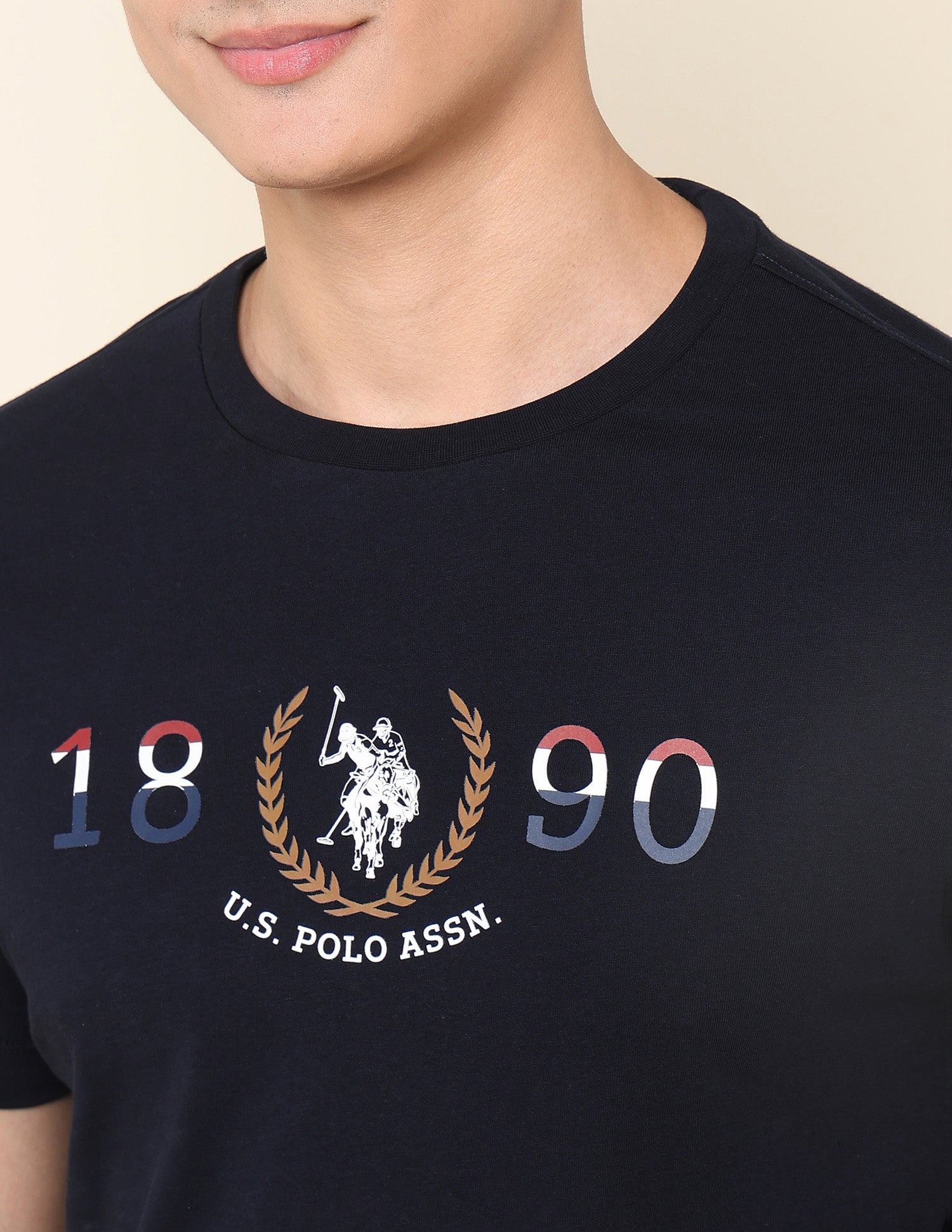 Brand Printed Pure Cotton T-Shirt Navy - U.S. Polo Assn. India | Large