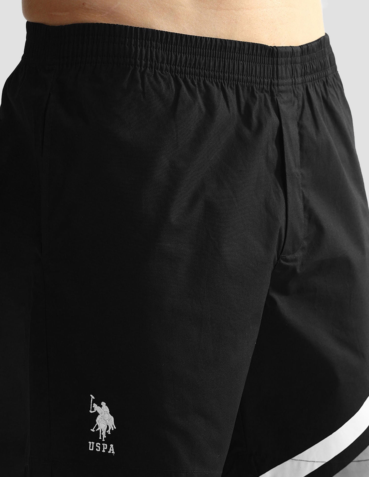 Mid Rise Solid OEX06 Shorts - Pack Of 1 Black Paneled - U.S. POLO ASSN. | Large