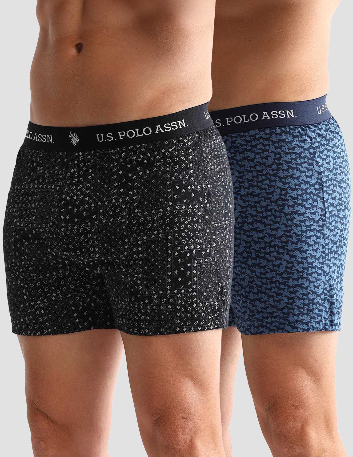 Printed Cotton OEX09 Boxers - Pack Of 2 Navy and Black - U.S. POLO ASSN. | Large