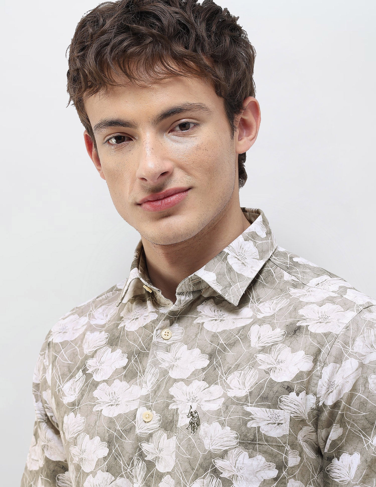 Floral Printed Regular Fit Shirt Sage - U.S. Polo Assn. India | Large