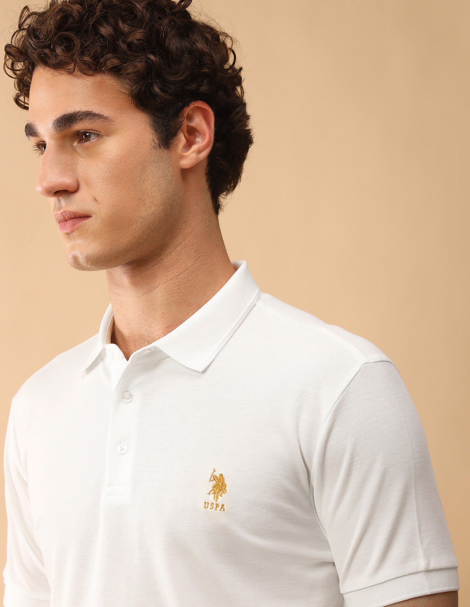 Pacho X Slim Fit Solid Polo Shirt White - U.S. Polo Assn. India | Large