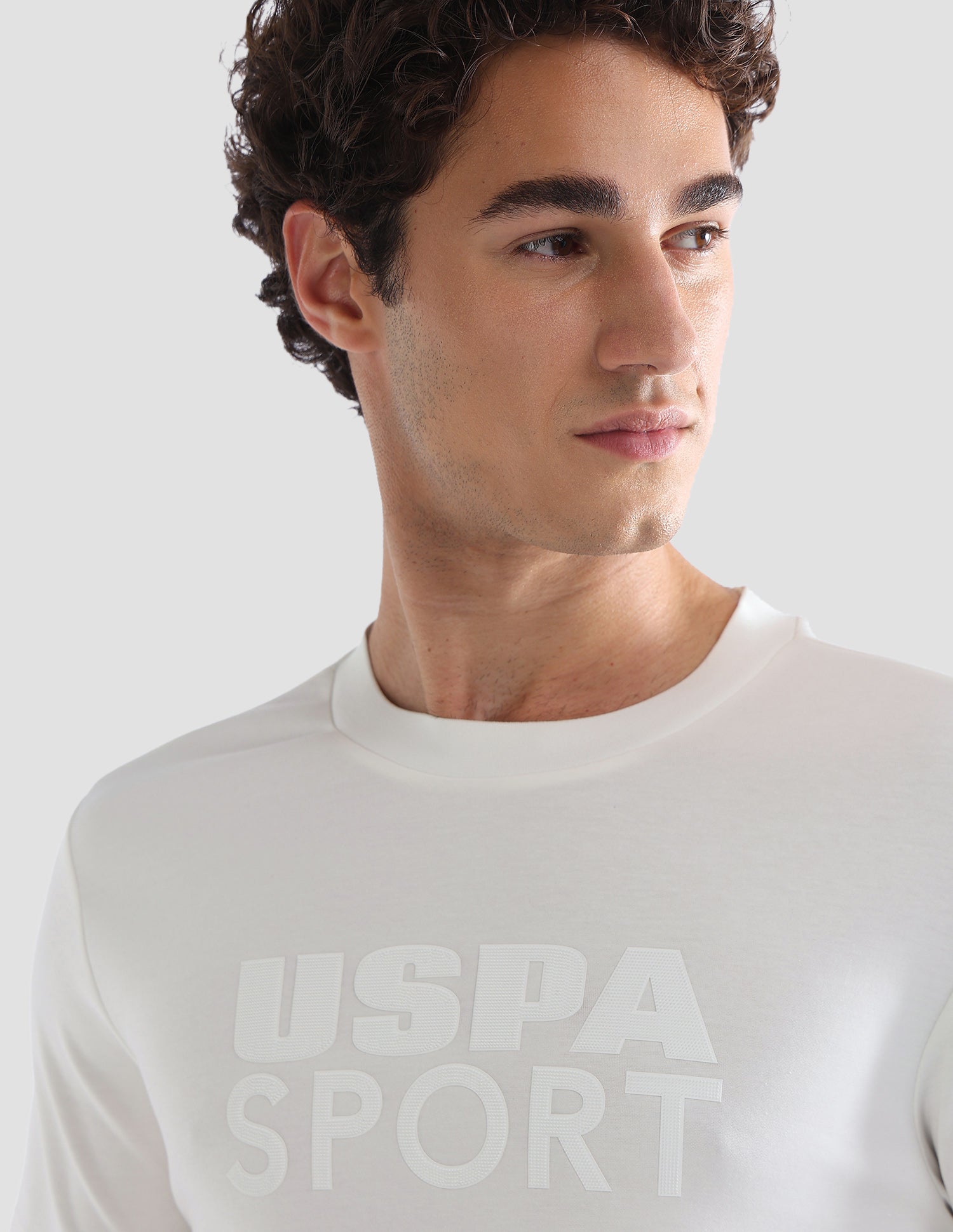 Brand Printed Slim Fit Active T-Shirt Off White - U.S. Polo Assn. India | Large