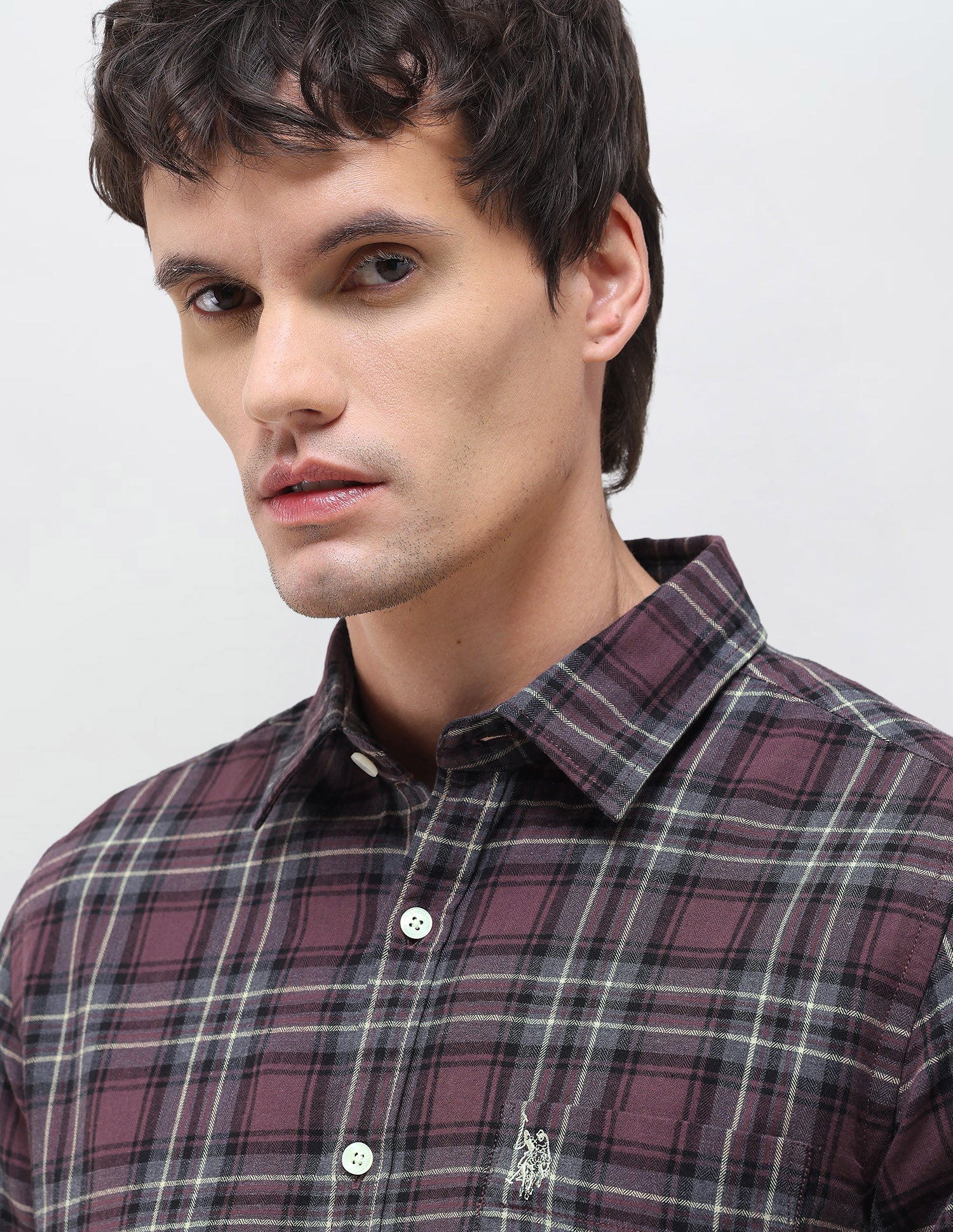 Twill Plaid Checked Shirt Maroon - U.S. Polo Assn. India | Large