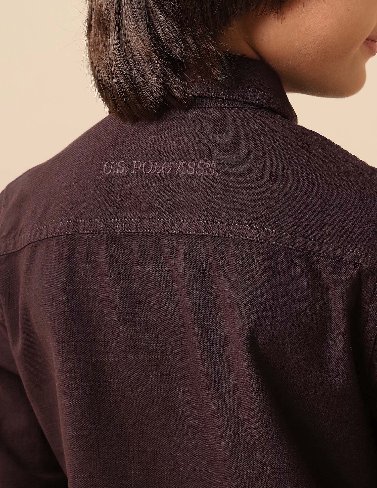 Boys Regular Fit Solid Shirt Choco - U.S. POLO ASSN. | Large