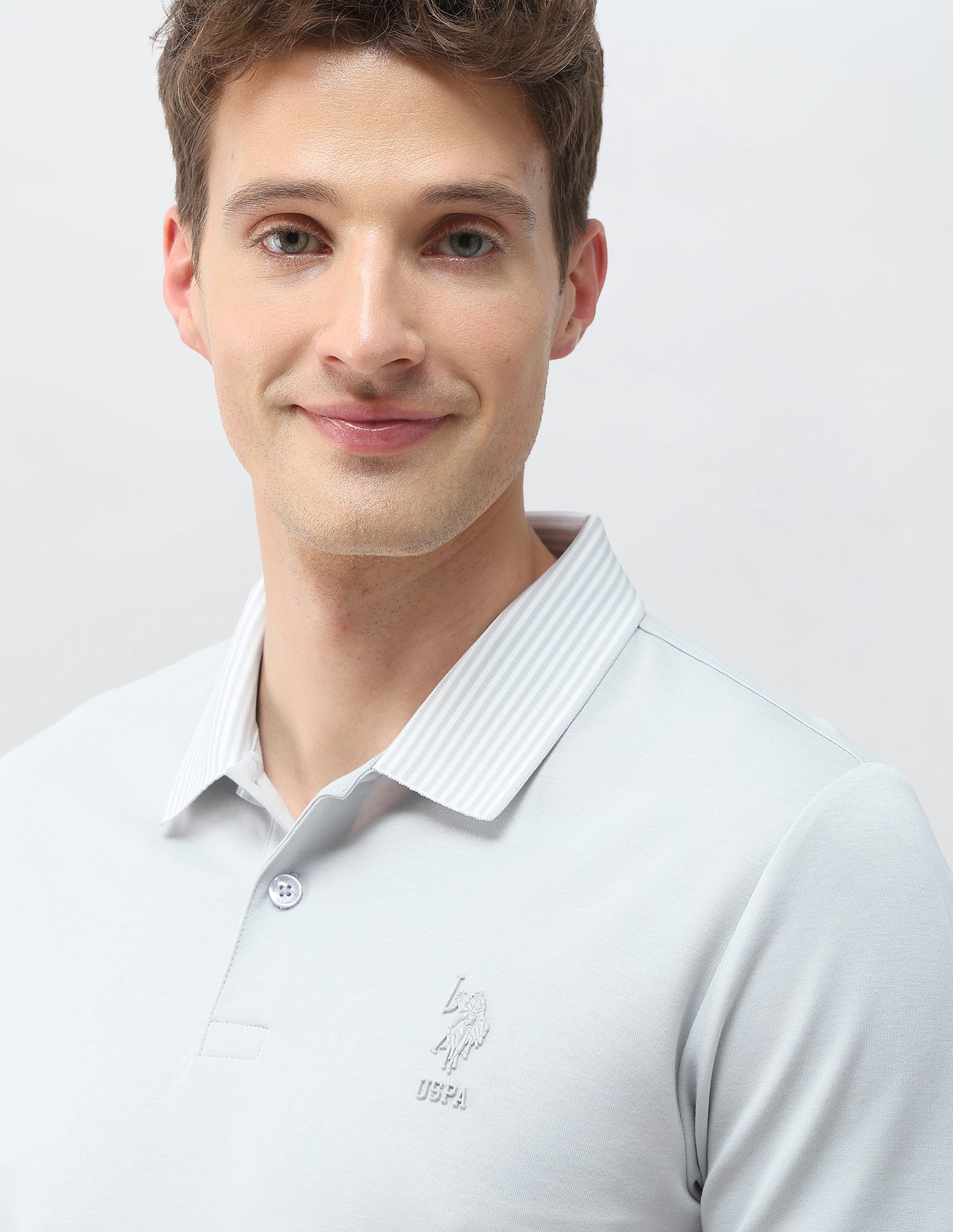 Solid Slim Fit Polo Shirt Light Grey - U.S. Polo Assn. India | Large