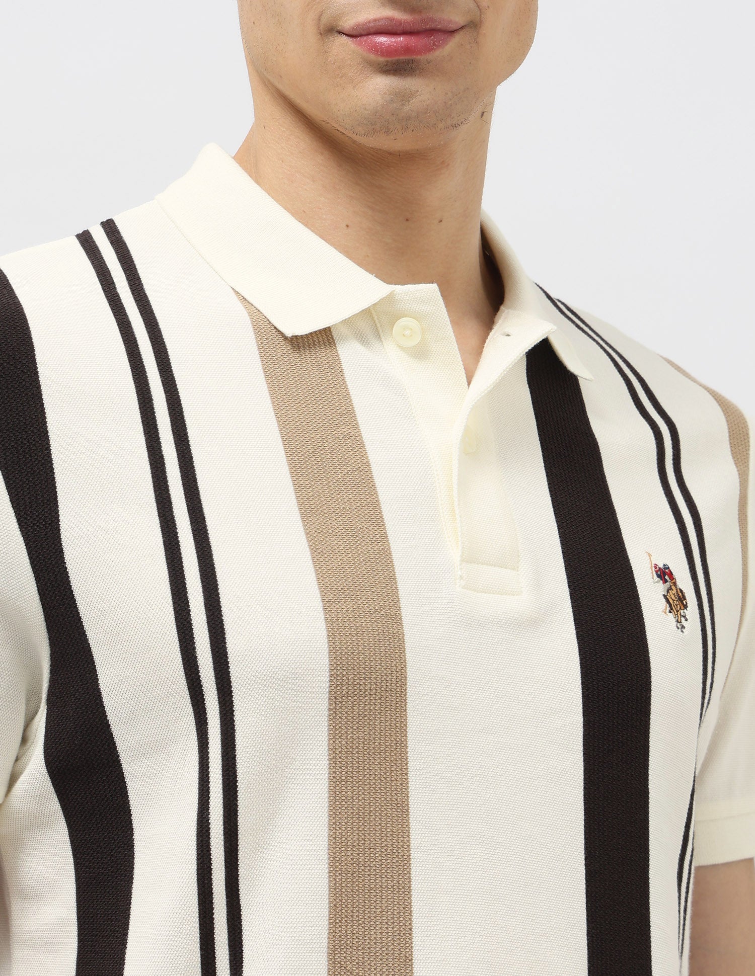 Vertical Striped Regular Fit Polo Shirt Dark Brown - U.S. POLO ASSN. | Large