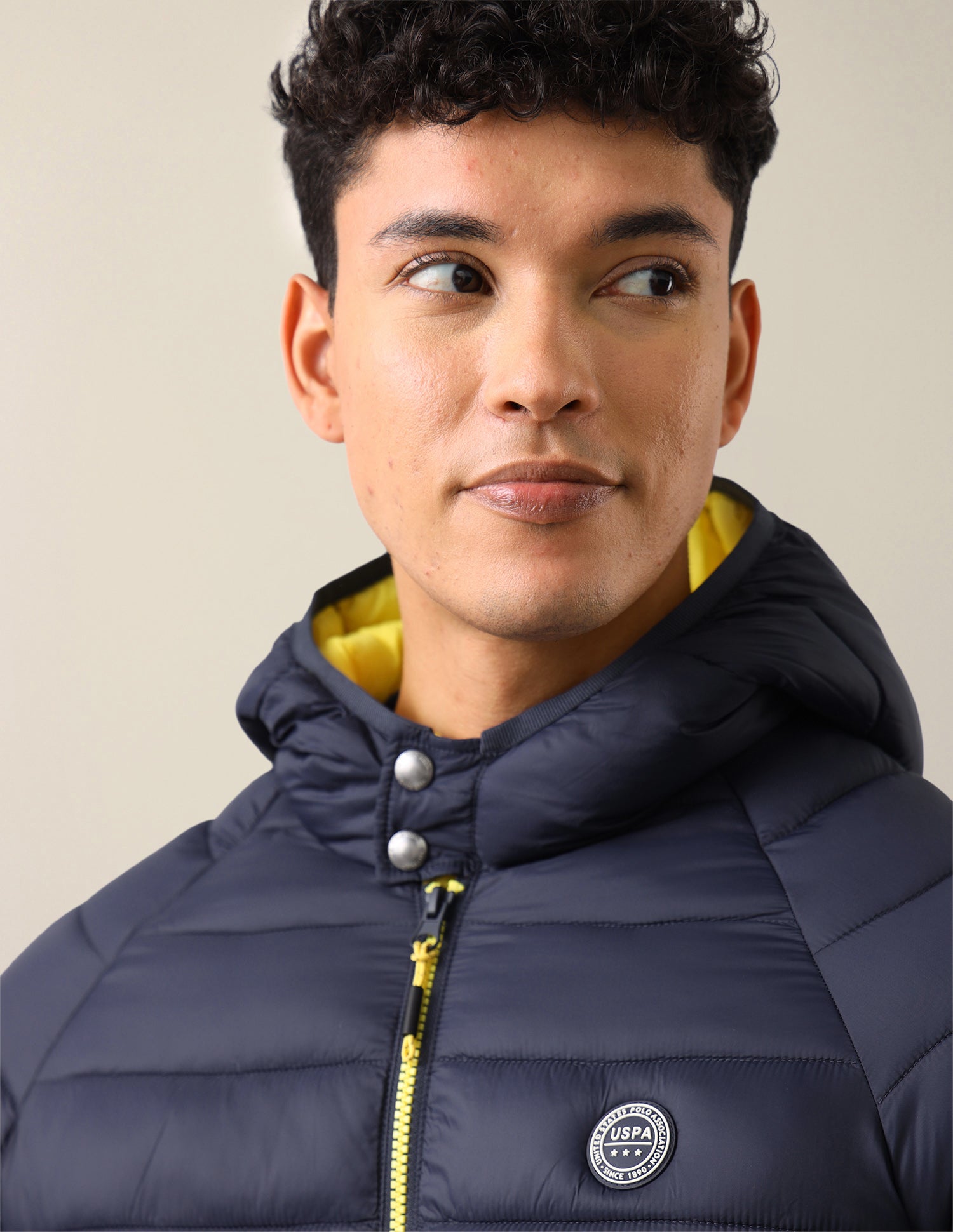 Solid Regular Fit Puffer Jacket Navy - U.S. Polo Assn. India | Large