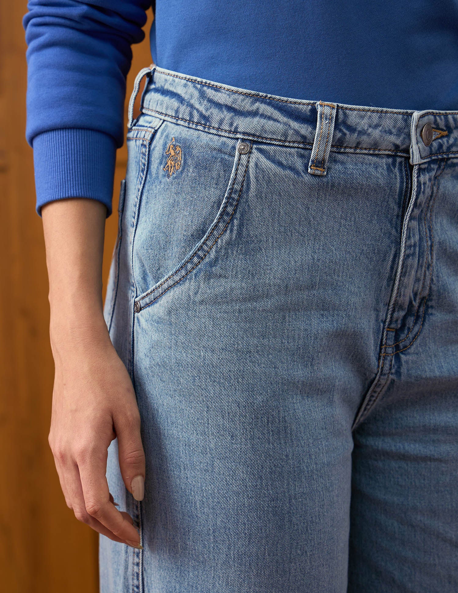 High Rise Baggy Fit Jeans Light Blue - U.S. POLO ASSN. | Large