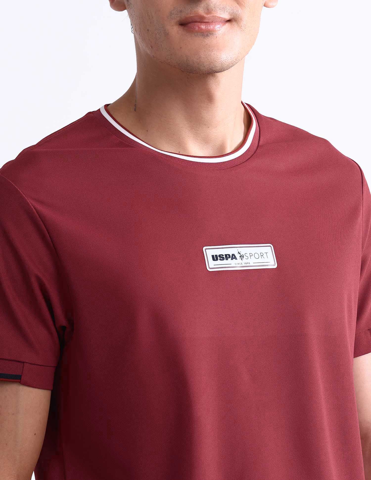 Solid Slim Fit T-Shirt Maroon - U.S. Polo Assn. India | Large