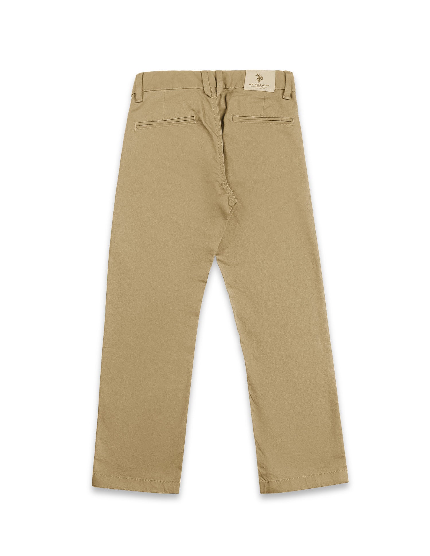 Boys Light Brown Mid Rise Twill Weave Solid Trousers Light Brown - U.S. POLO ASSN. | Large