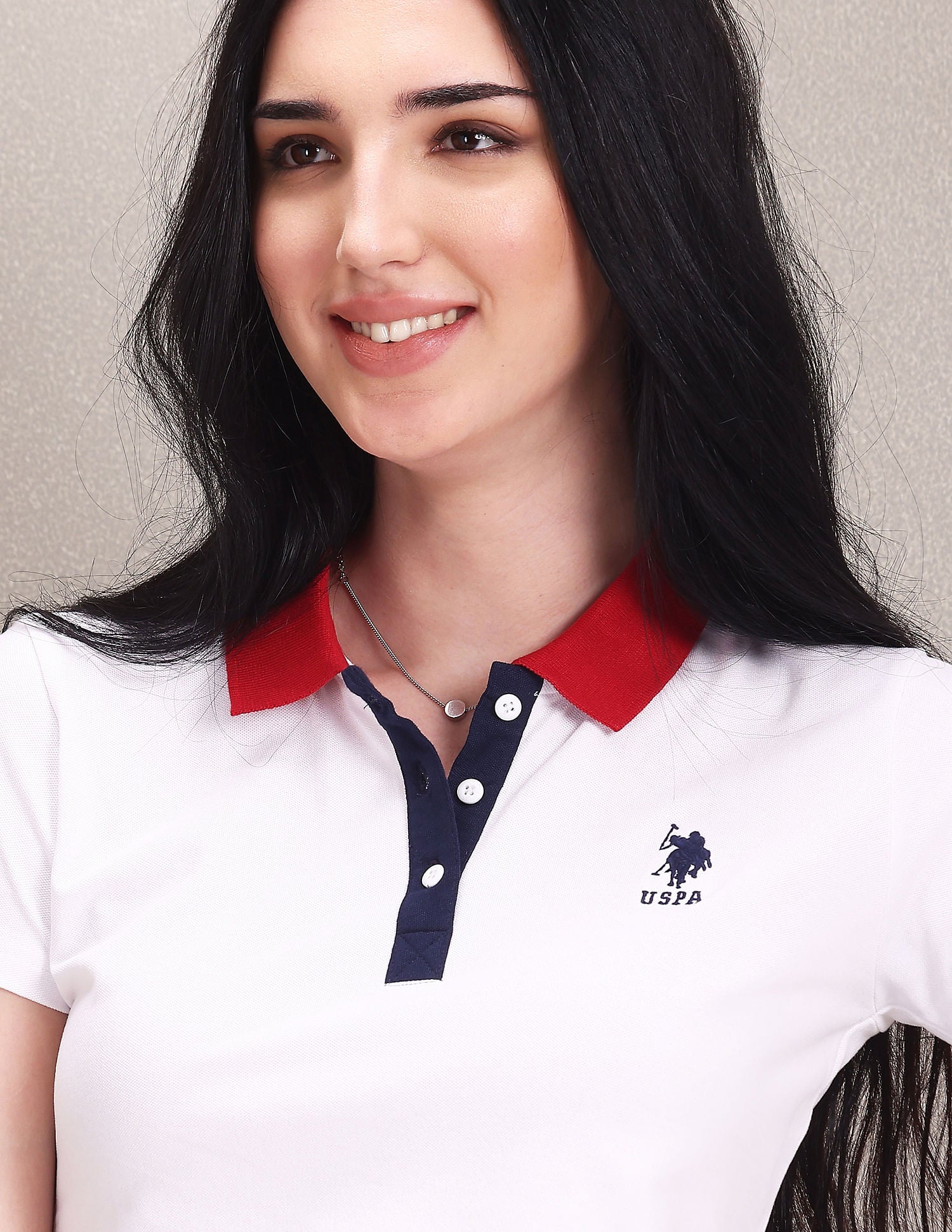 Contrast Collar Solid Polo Shirt White - U.S. POLO ASSN. | Large