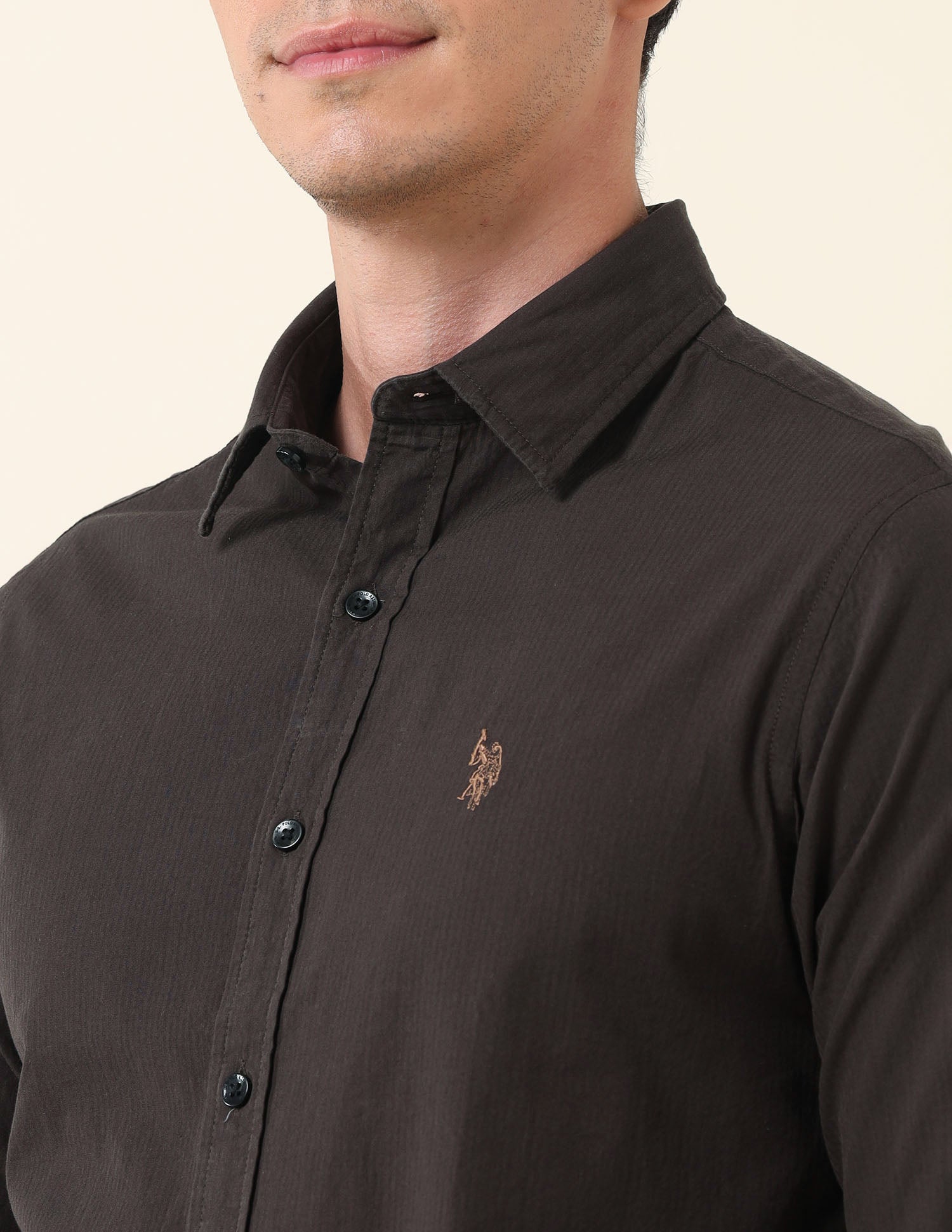 Solid Tailored Fit Shirt Choco - U.S. Polo Assn. India | Large